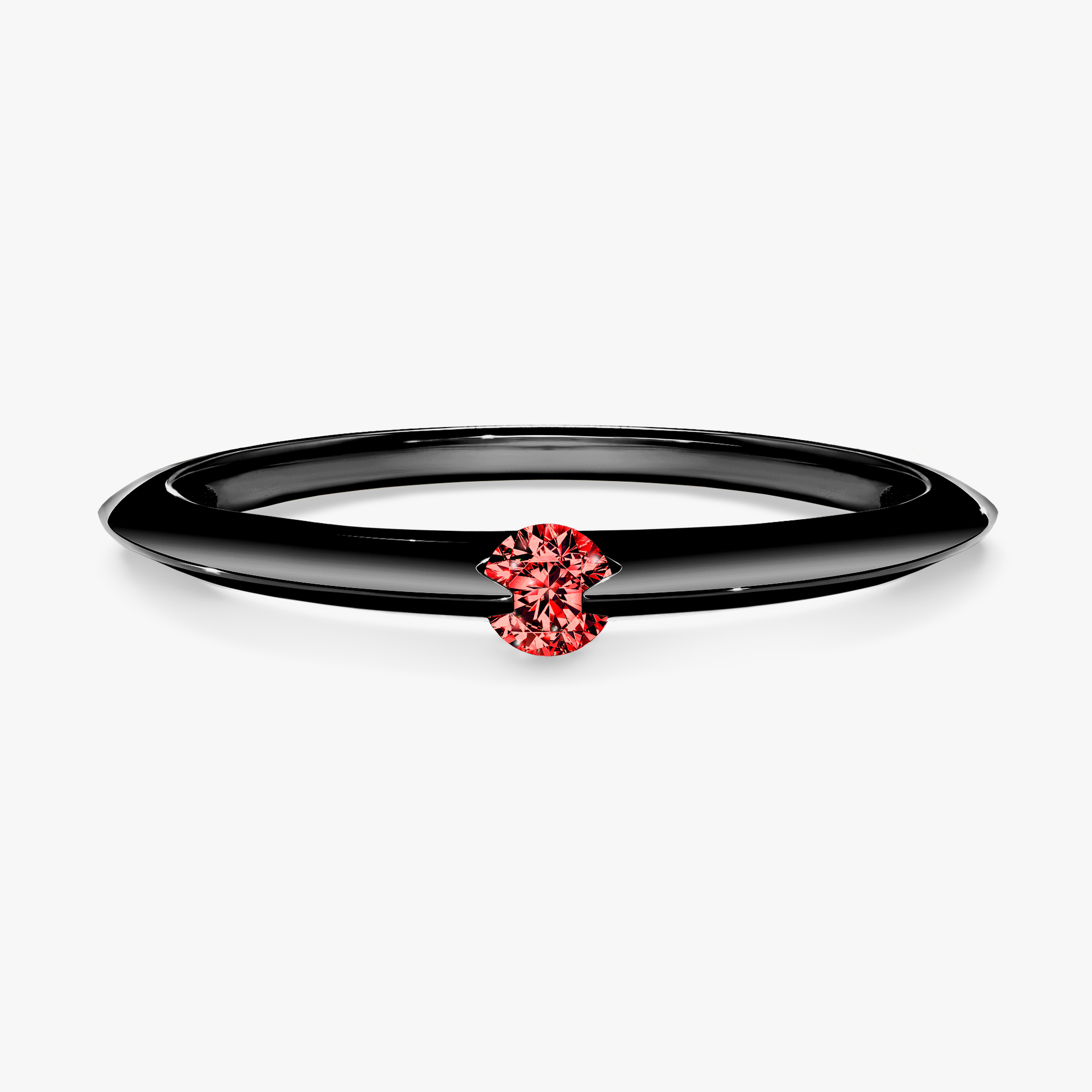 Pierścionek zaręczynowy My Baby z czarnego złota z czerwonym diamentem 0,25ct