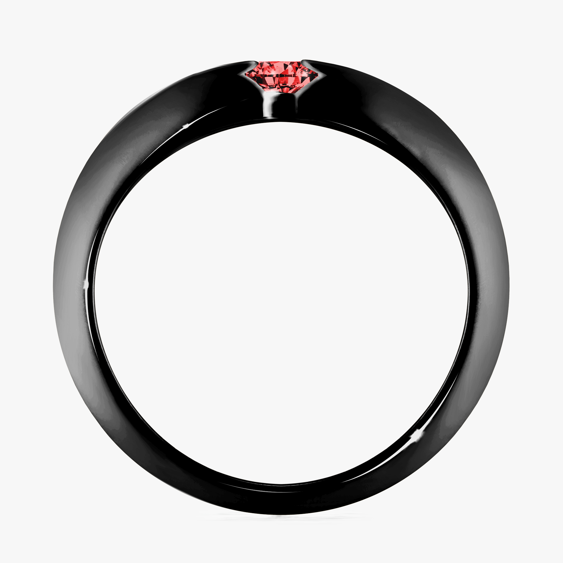 Pierścionek zaręczynowy My Baby z czarnego złota z czerwonym diamentem 0,25ct
