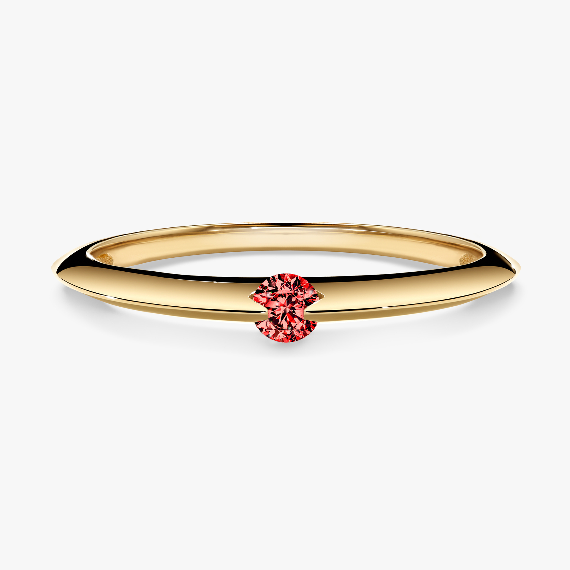 Pierścionek zaręczynowy My Baby z żółtego złota z czerwonym diamentem 0,25ct