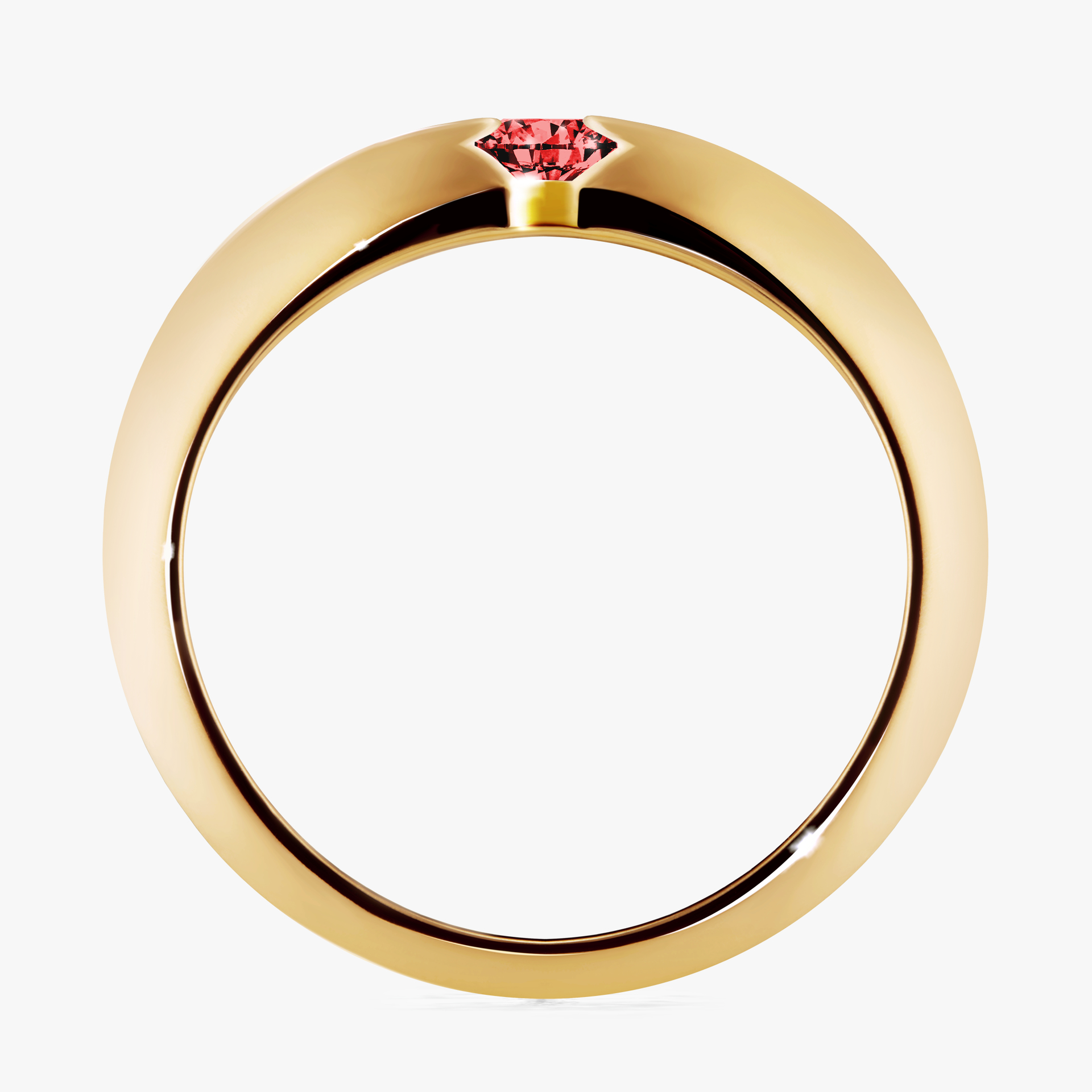 Pierścionek zaręczynowy My Baby z żółtego złota z czerwonym diamentem 0,25ct
