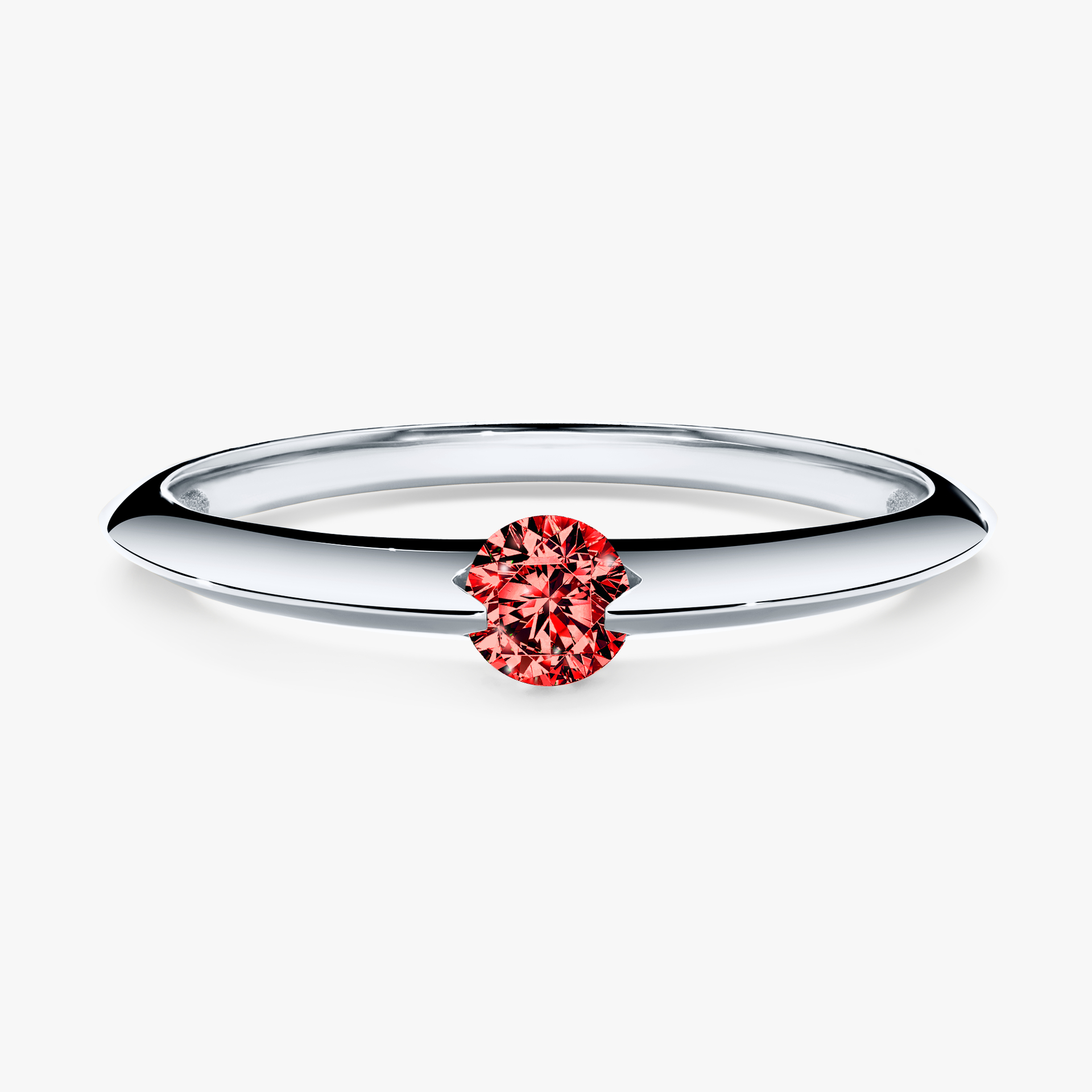 Pierścionek zaręczynowy My Baby z białego złota z czerwonym diamentem 0,50ct