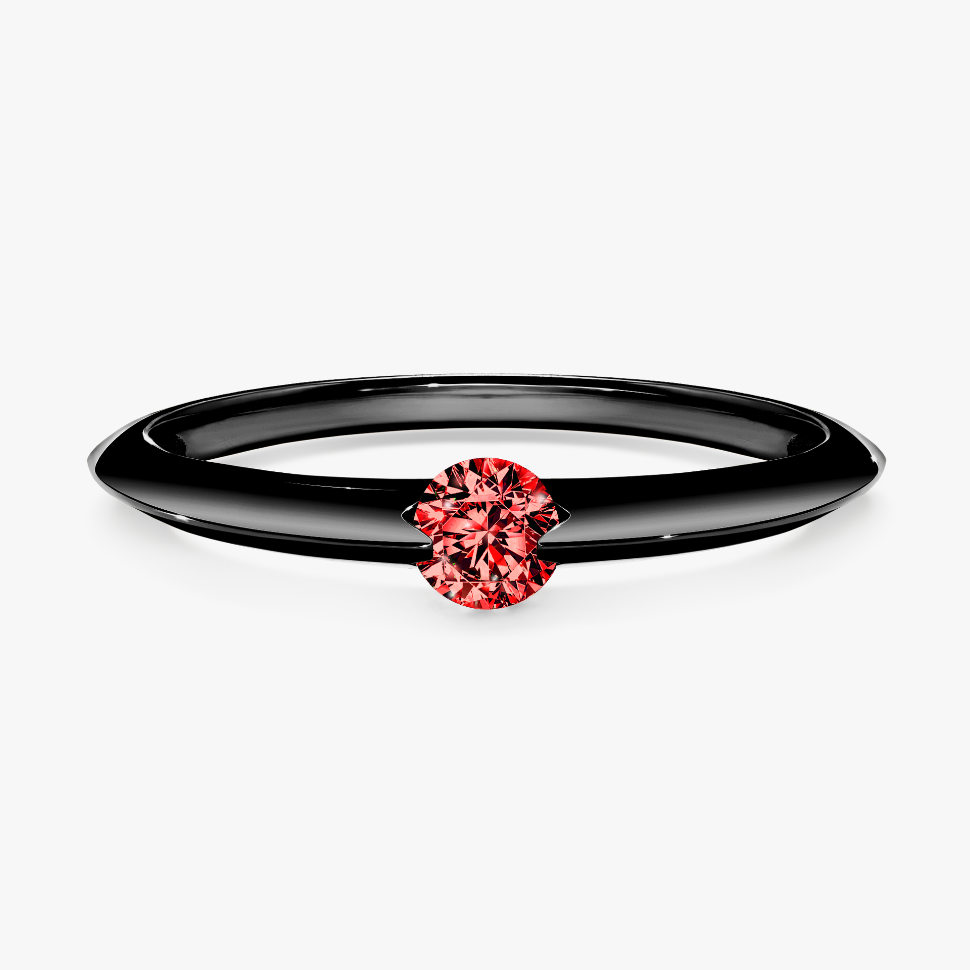 Pierścionek zaręczynowy My Baby z czarnego złota z czerwonym diamentem 0,50ct