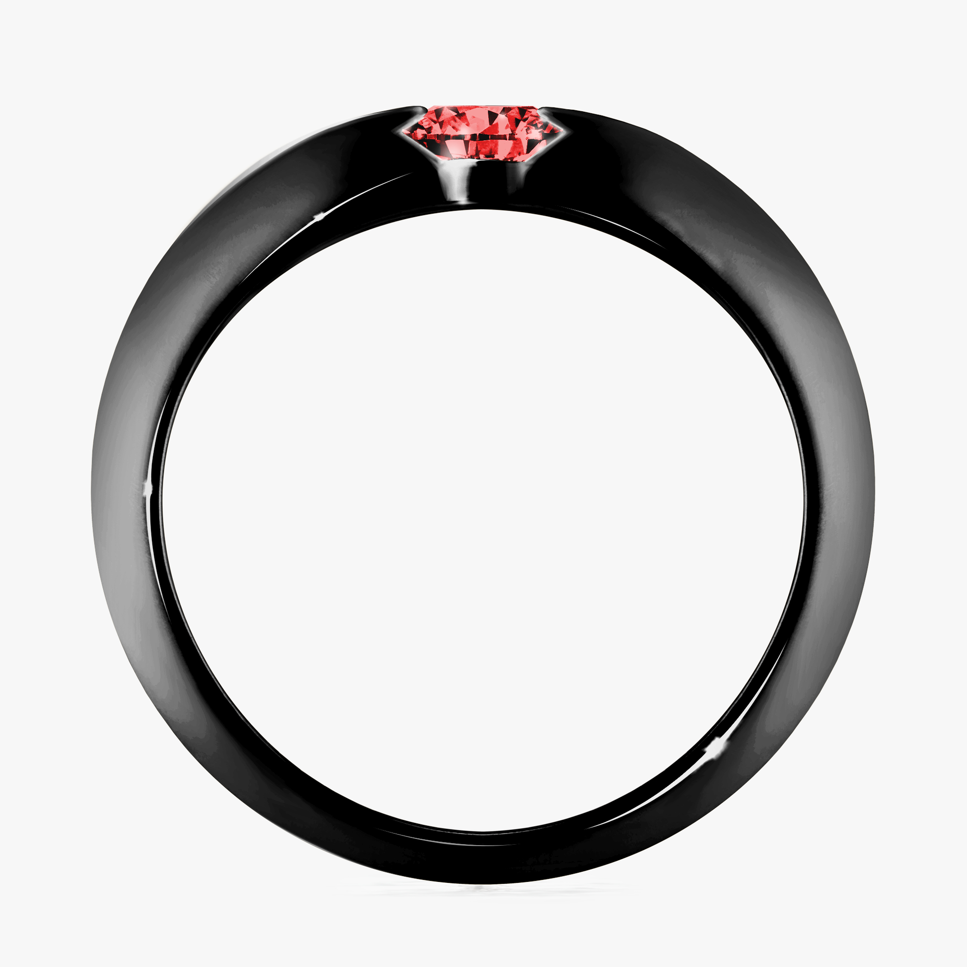 Pierścionek zaręczynowy My Baby z czarnego złota z czerwonym diamentem 0,50ct