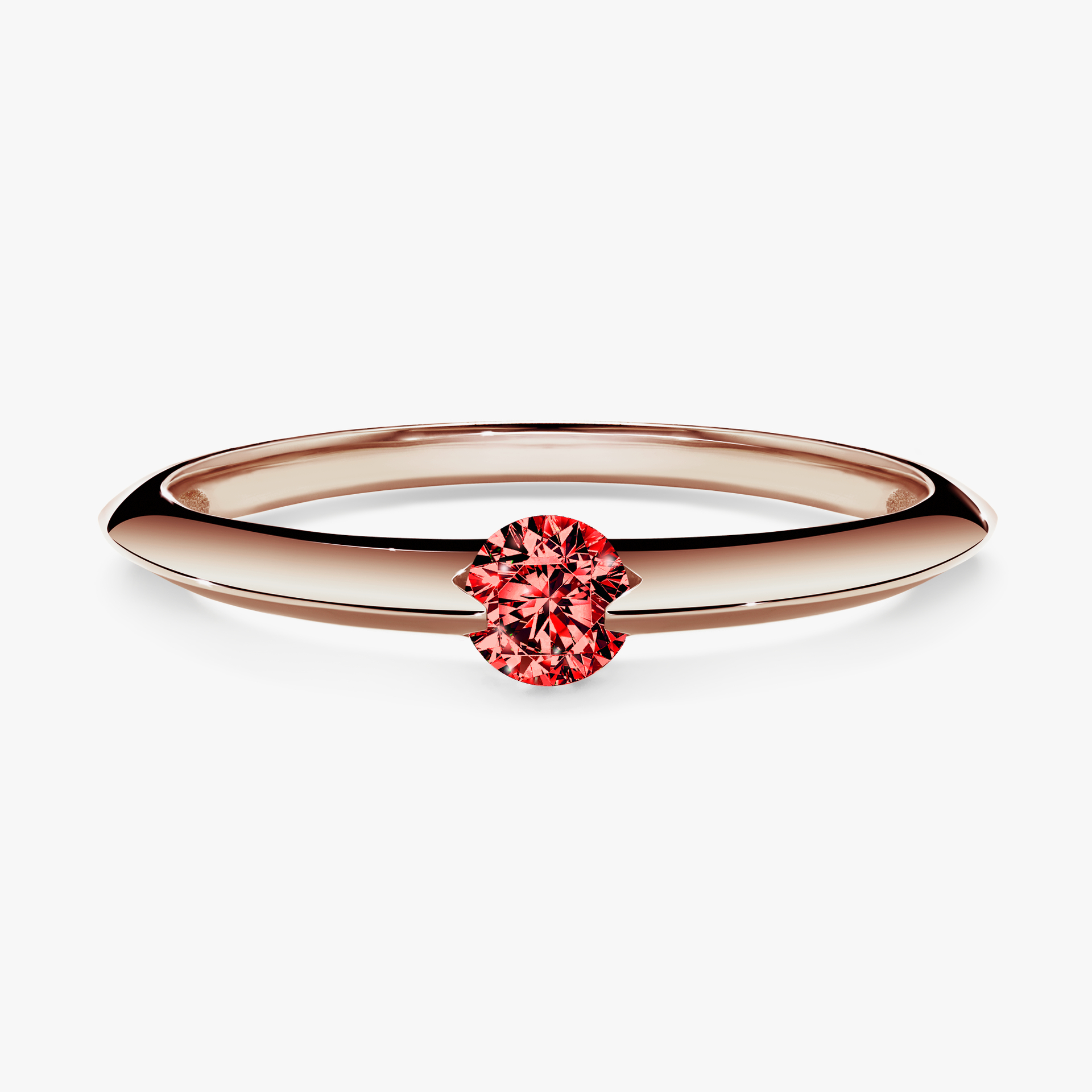 Pierścionek zaręczynowy My Baby z różowego złota z czerwonym diamentem 0,50ct