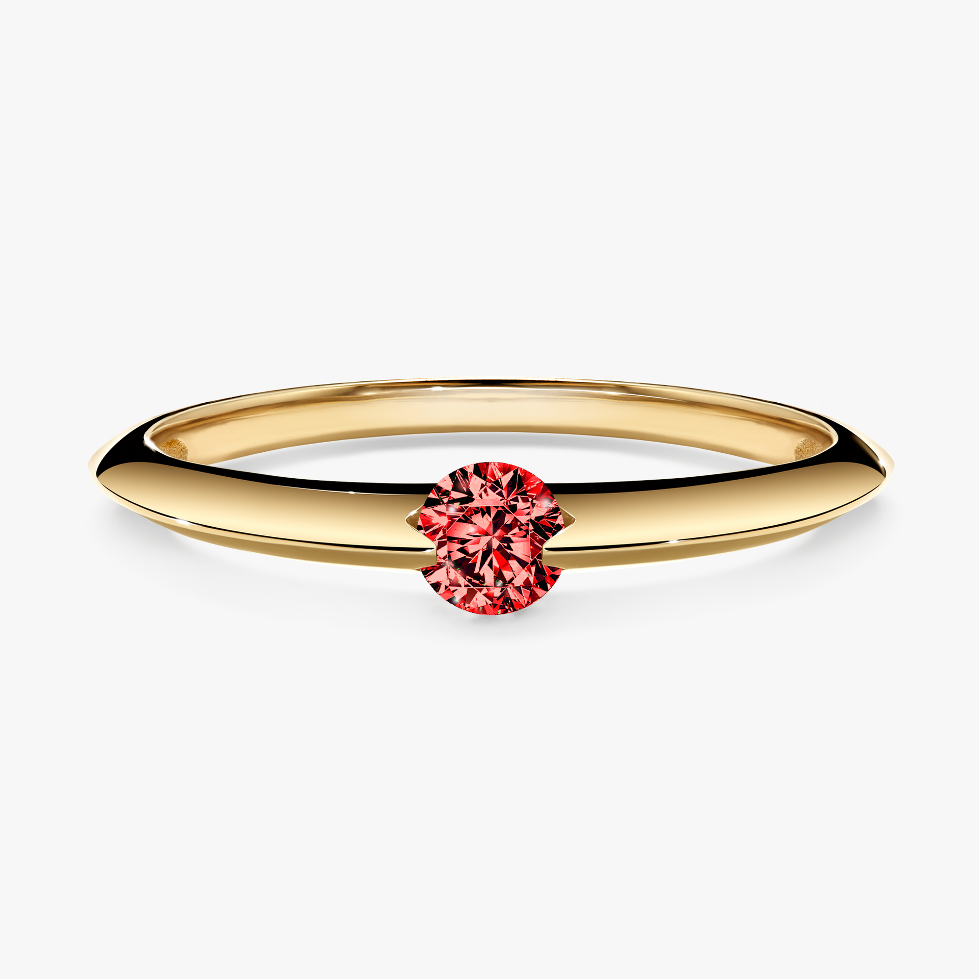 Pierścionek zaręczynowy My Baby z żółtego złota z czerwonym diamentem 0,50ct
