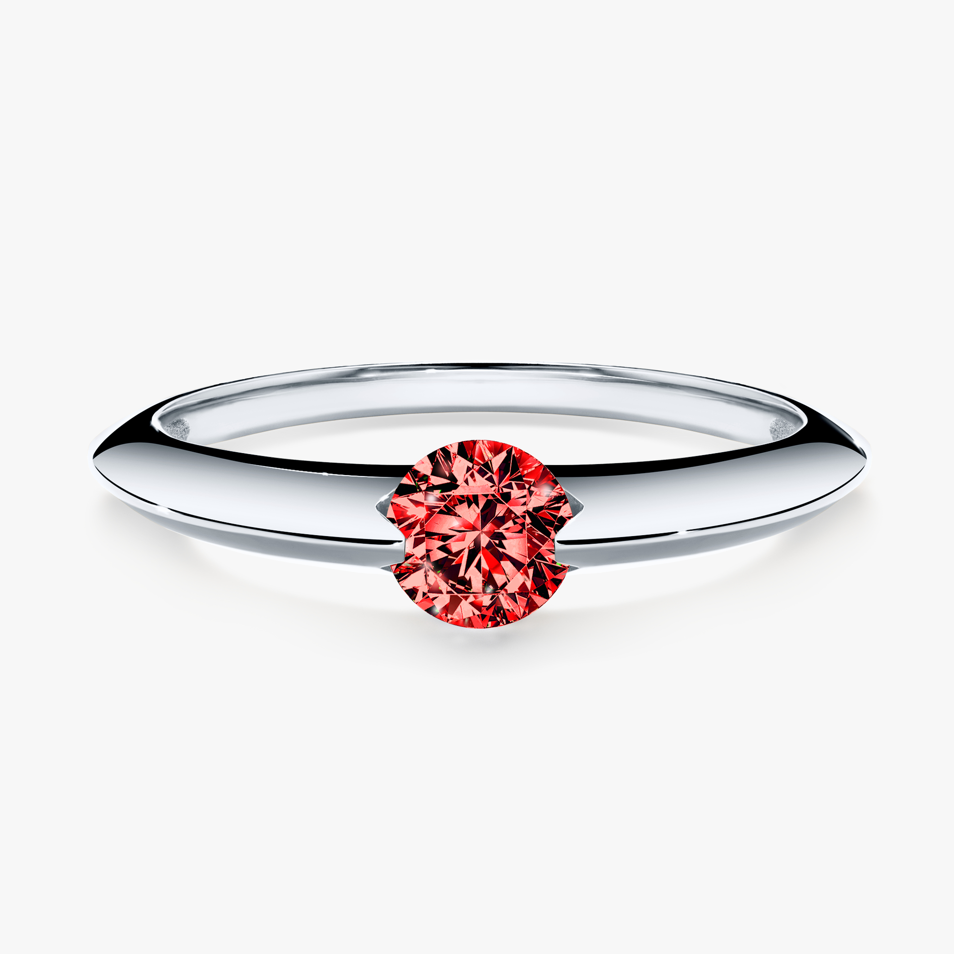Pierścionek zaręczynowy My Baby z białego złota z czerwonym diamentem 1,00ct