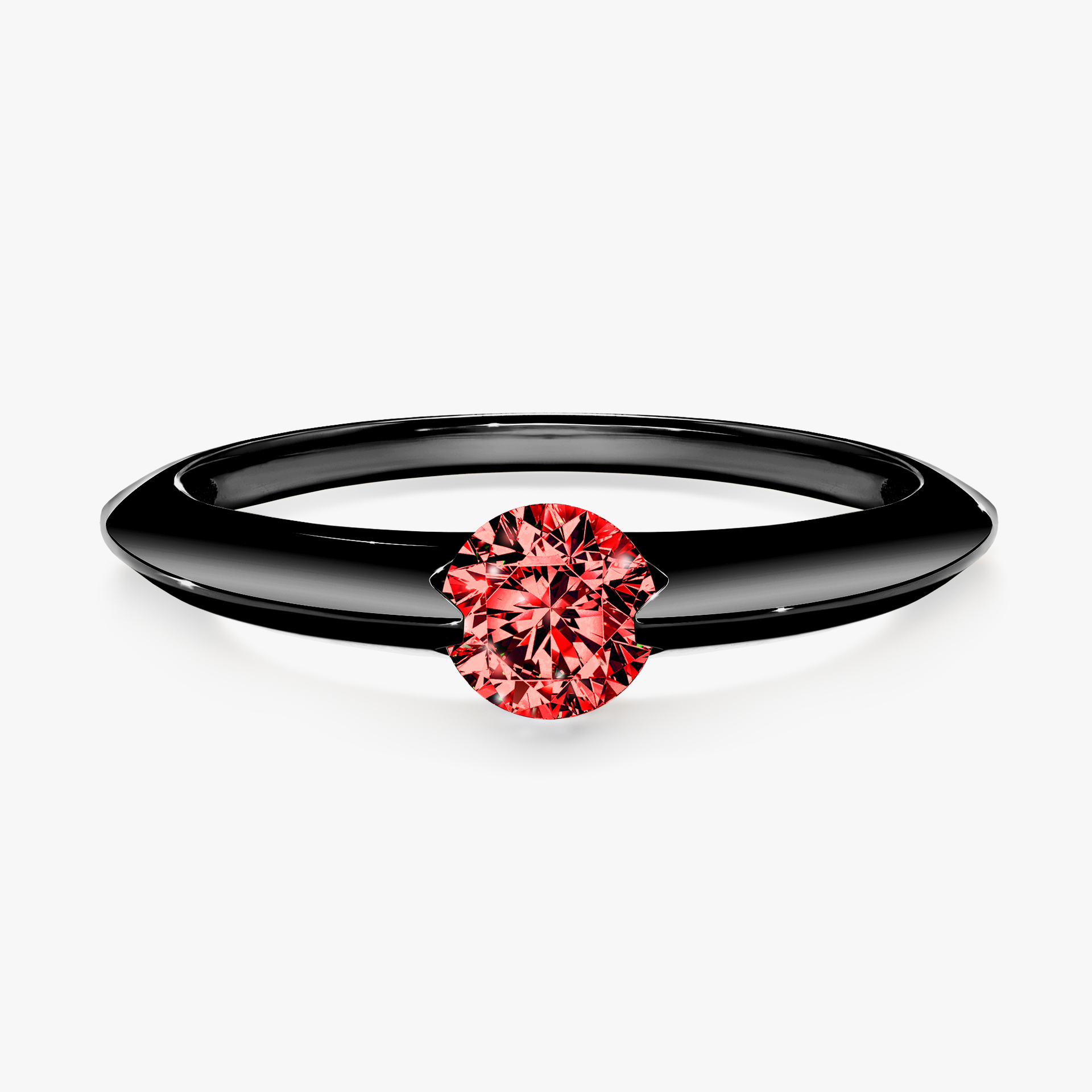 Pierścionek zaręczynowy My Baby z czarnego złota z czerwonym diamentem 1,00ct