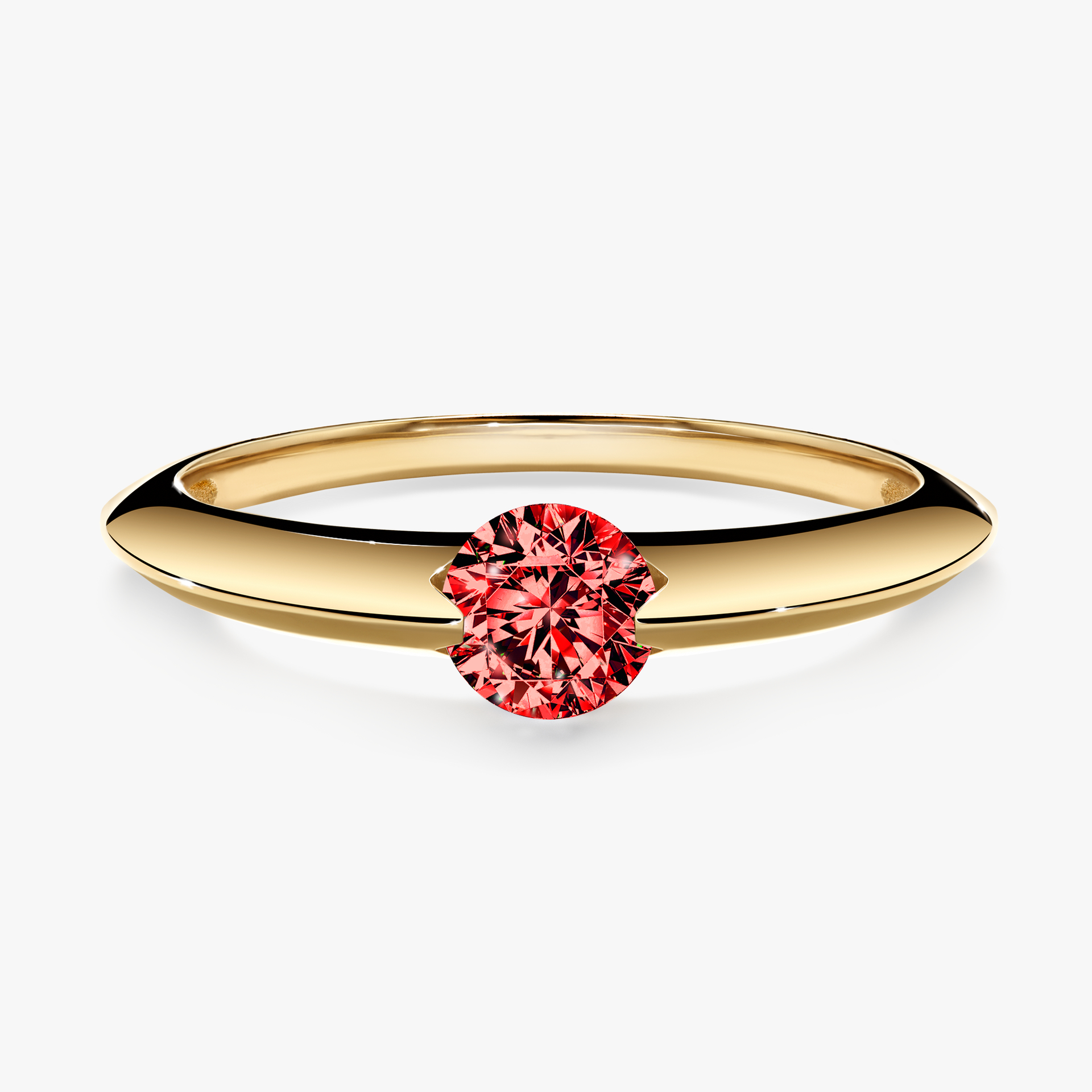 Pierścionek zaręczynowy My Baby z żółtego złota z czerwonym diamentem 1,00ct