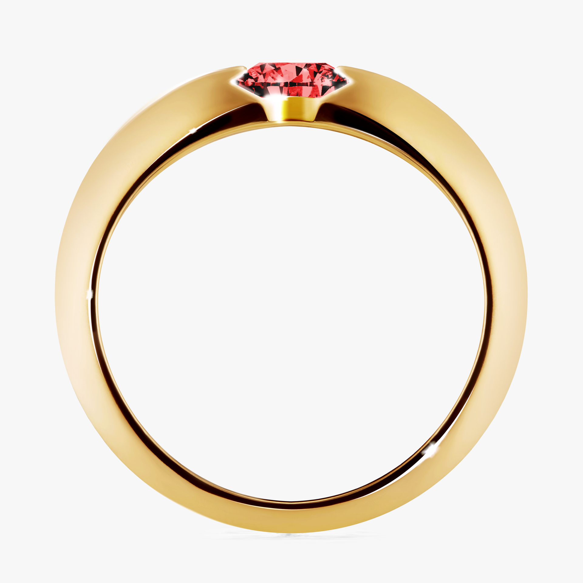 Pierścionek zaręczynowy My Baby z żółtego złota z czerwonym diamentem 1,00ct