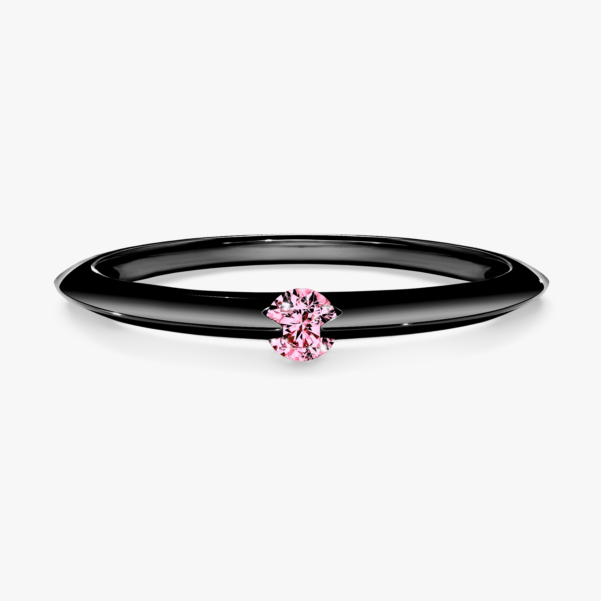 Pierścionek zaręczynowy My Baby z czarnego złota z różowym diamentem 0,25ct