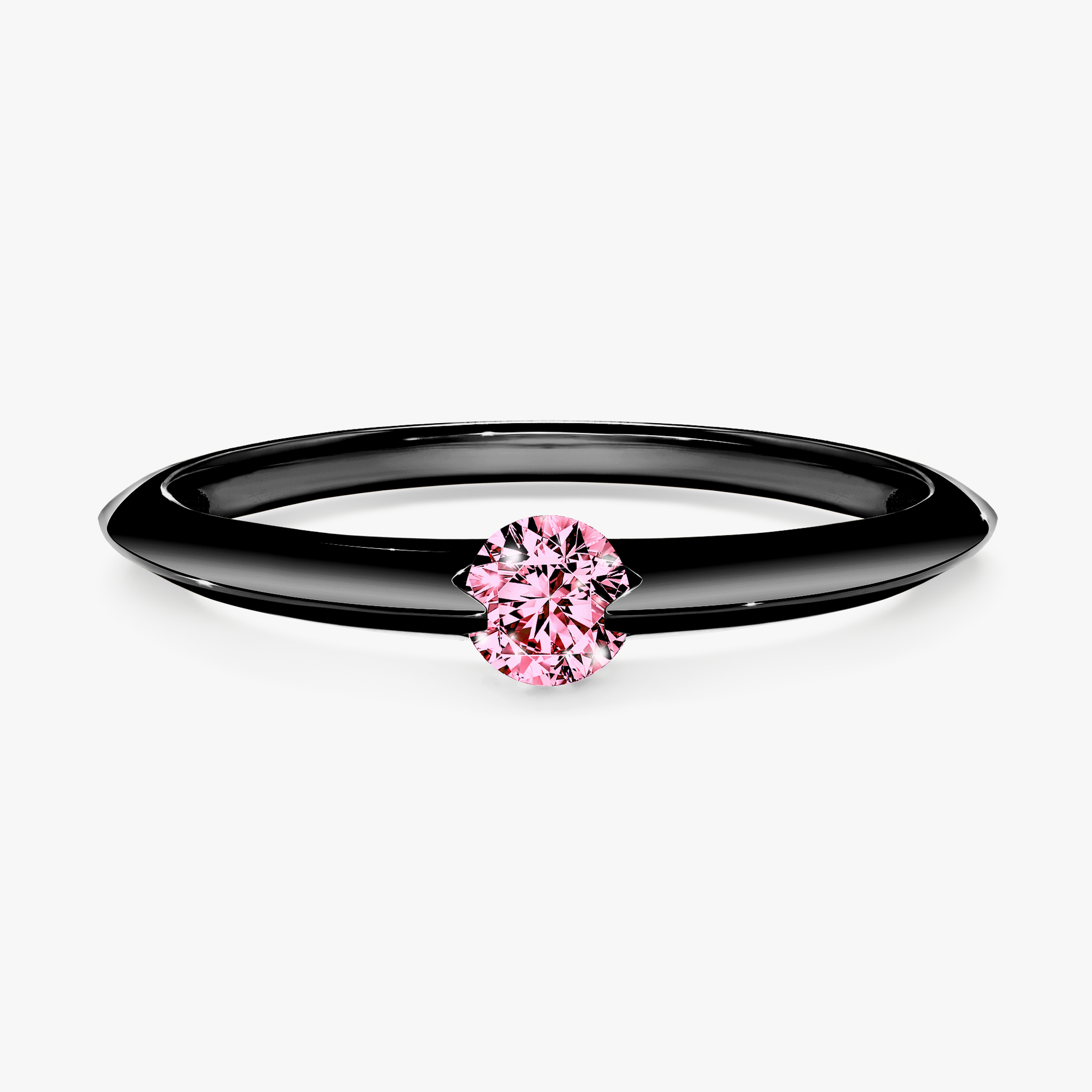 Pierścionek zaręczynowy My Baby z czarnego złota z różowym diamentem 0,50ct