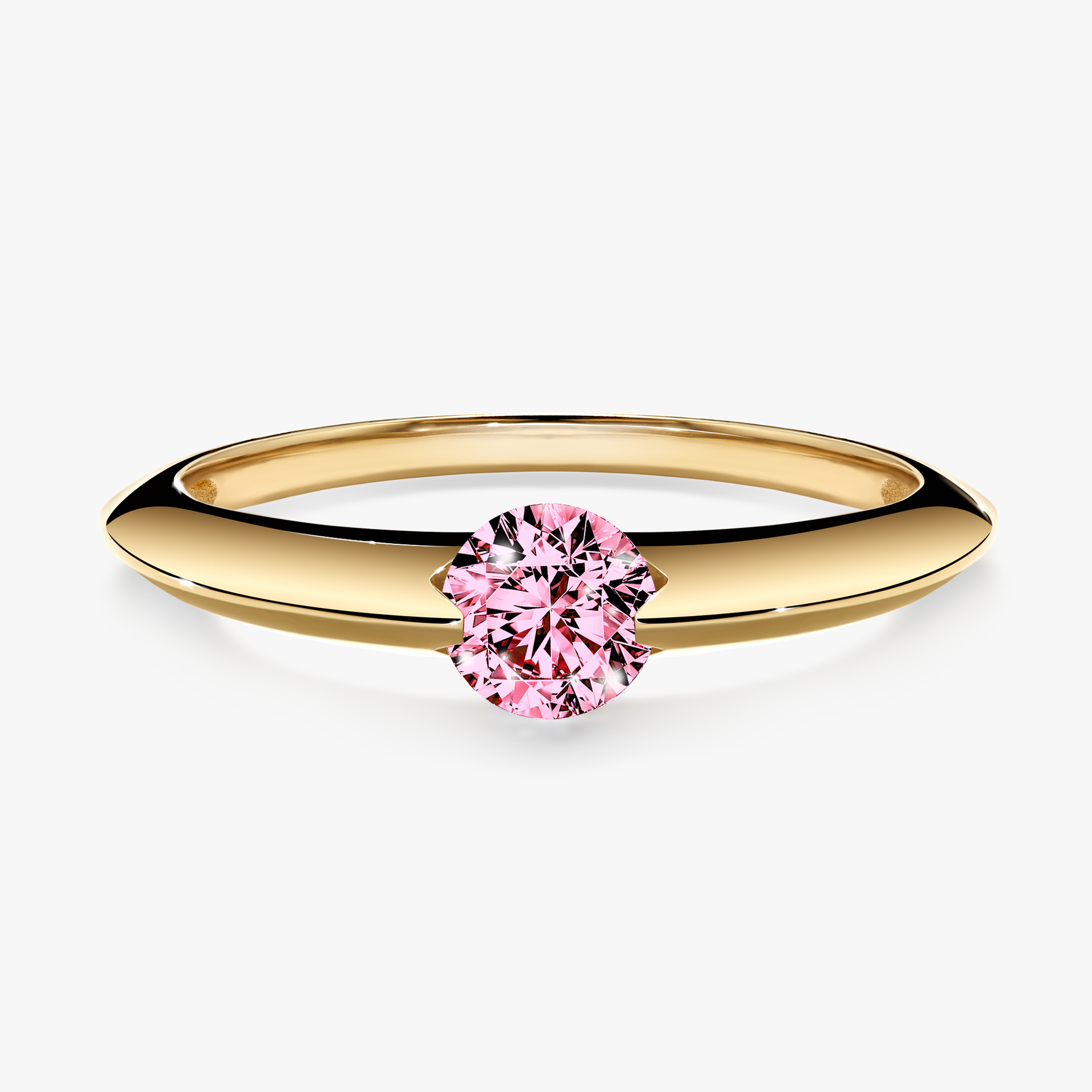 Pierścionek zaręczynowy My Baby z żółtego złota z różowym diamentem 1,00ct
