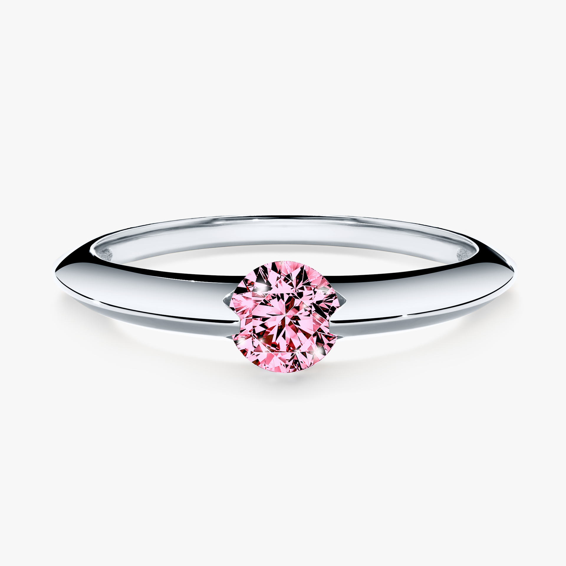 Pierścionek zaręczynowy My Baby z białego złota z różowym diamentem 1,00ct