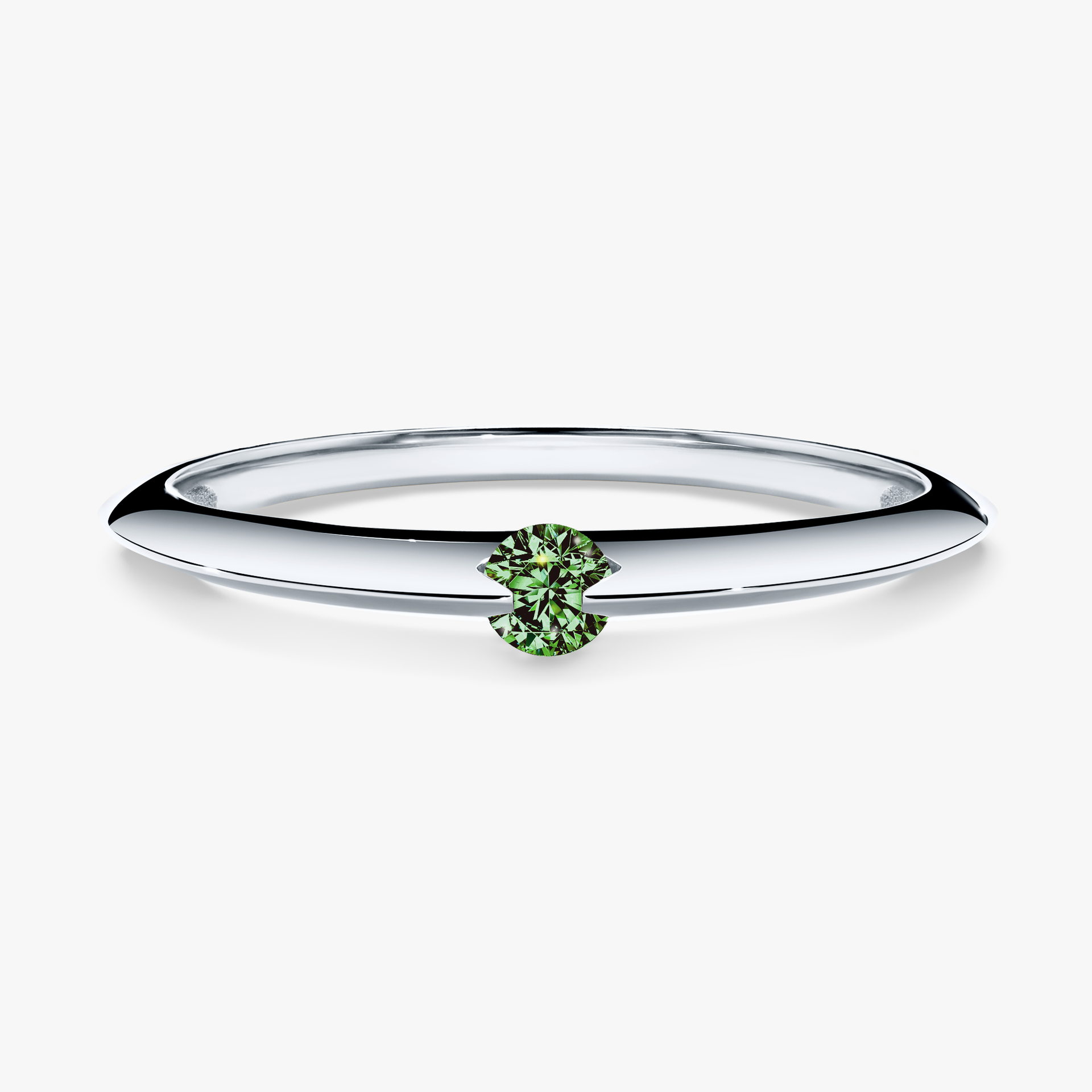 Pierścionek zaręczynowy My Baby z białego złota z ciemnym zielonym diamentem 0,25ct