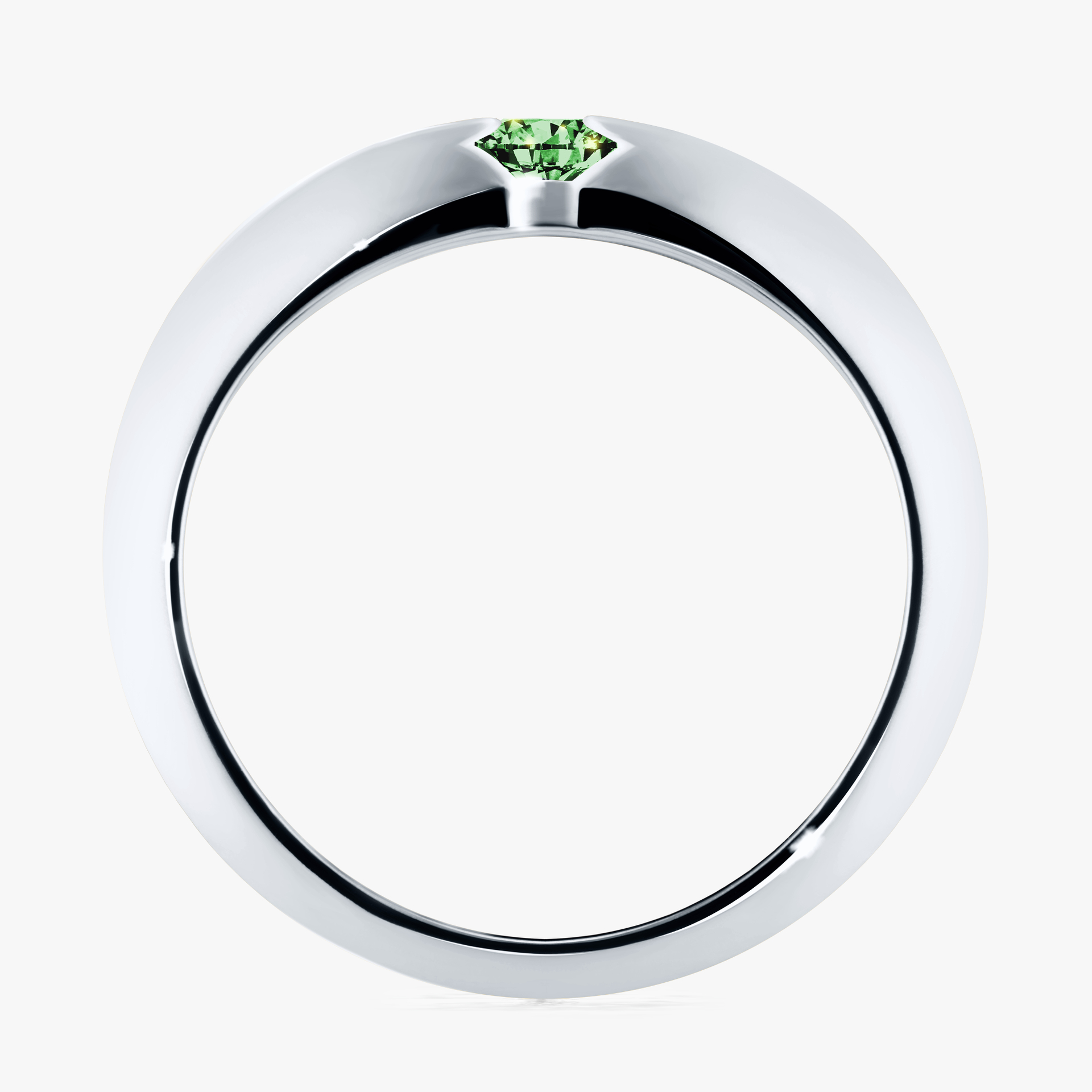 Pierścionek zaręczynowy My Baby z białego złota z ciemnym zielonym diamentem 0,25ct