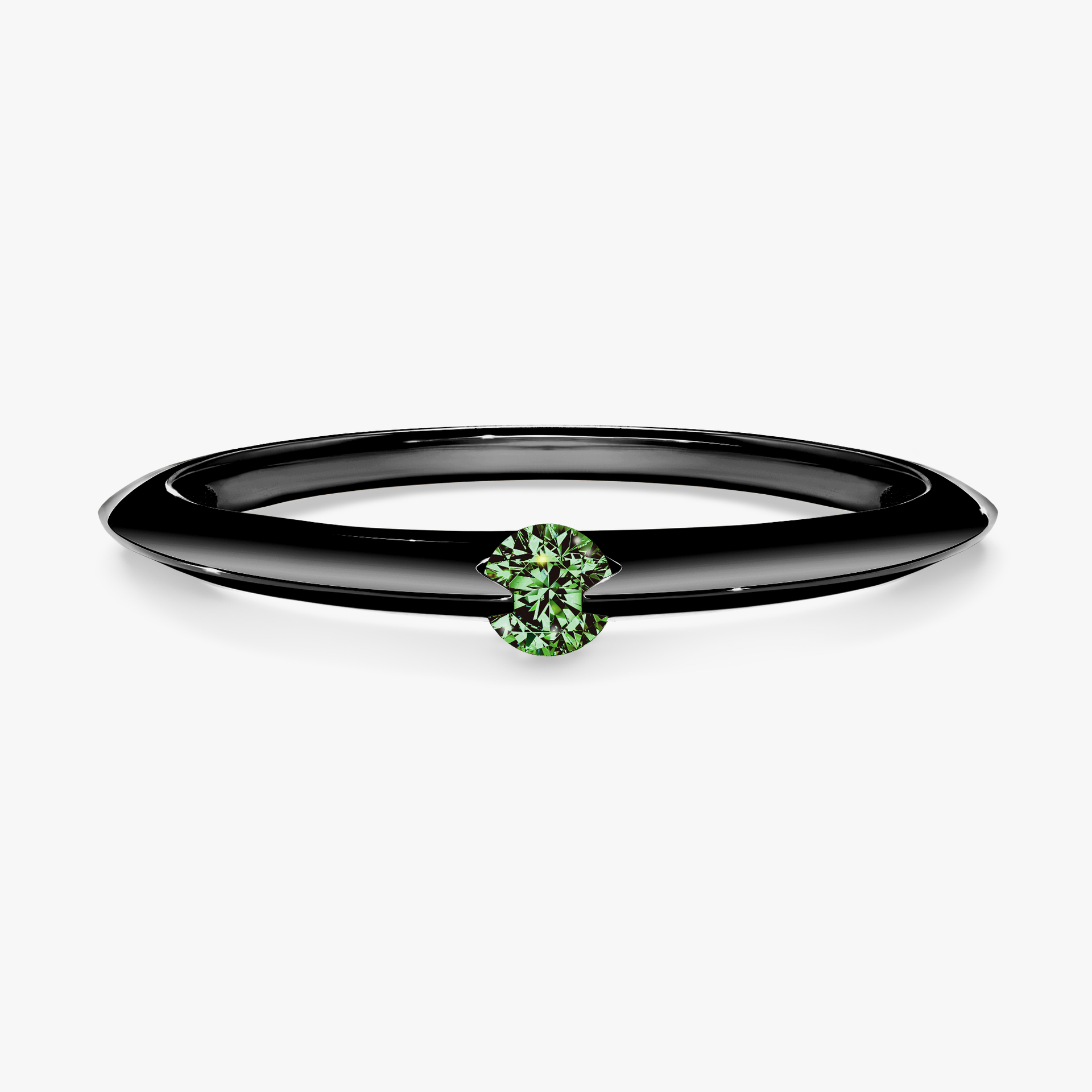 Pierścionek zaręczynowy My Baby z czarnego złota z ciemnym zielonym diamentem 0,25ct