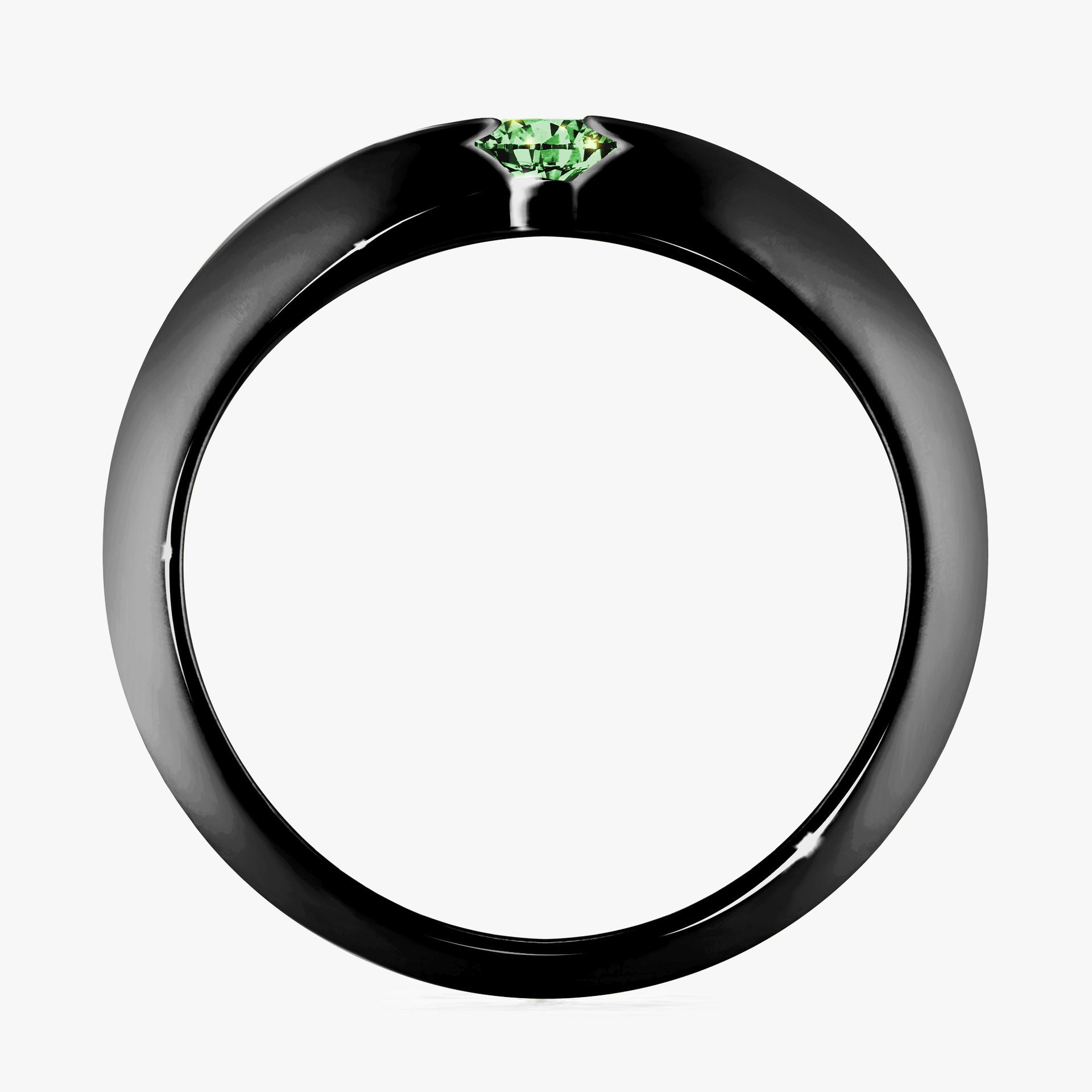 Pierścionek zaręczynowy My Baby z czarnego złota z ciemnym zielonym diamentem 0,25ct