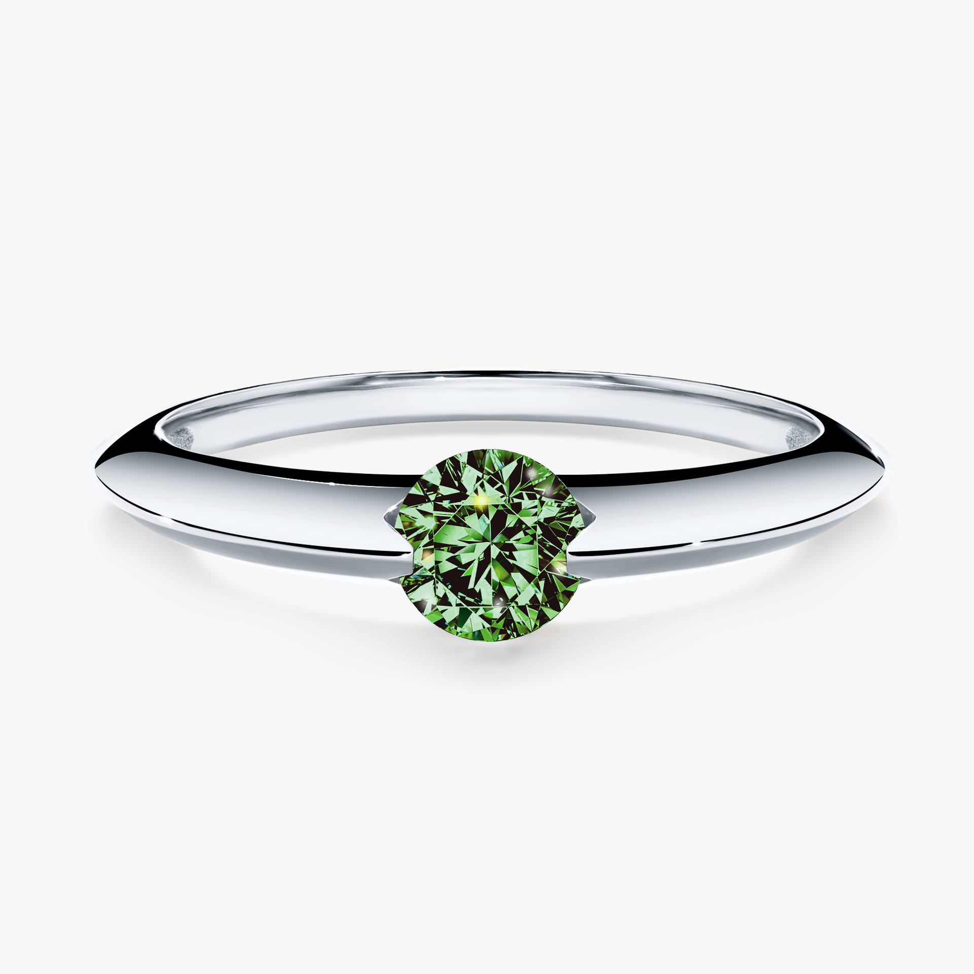 Pierścionek zaręczynowy My Baby z białego złota z ciemnym zielonym diamentem 1,00ct