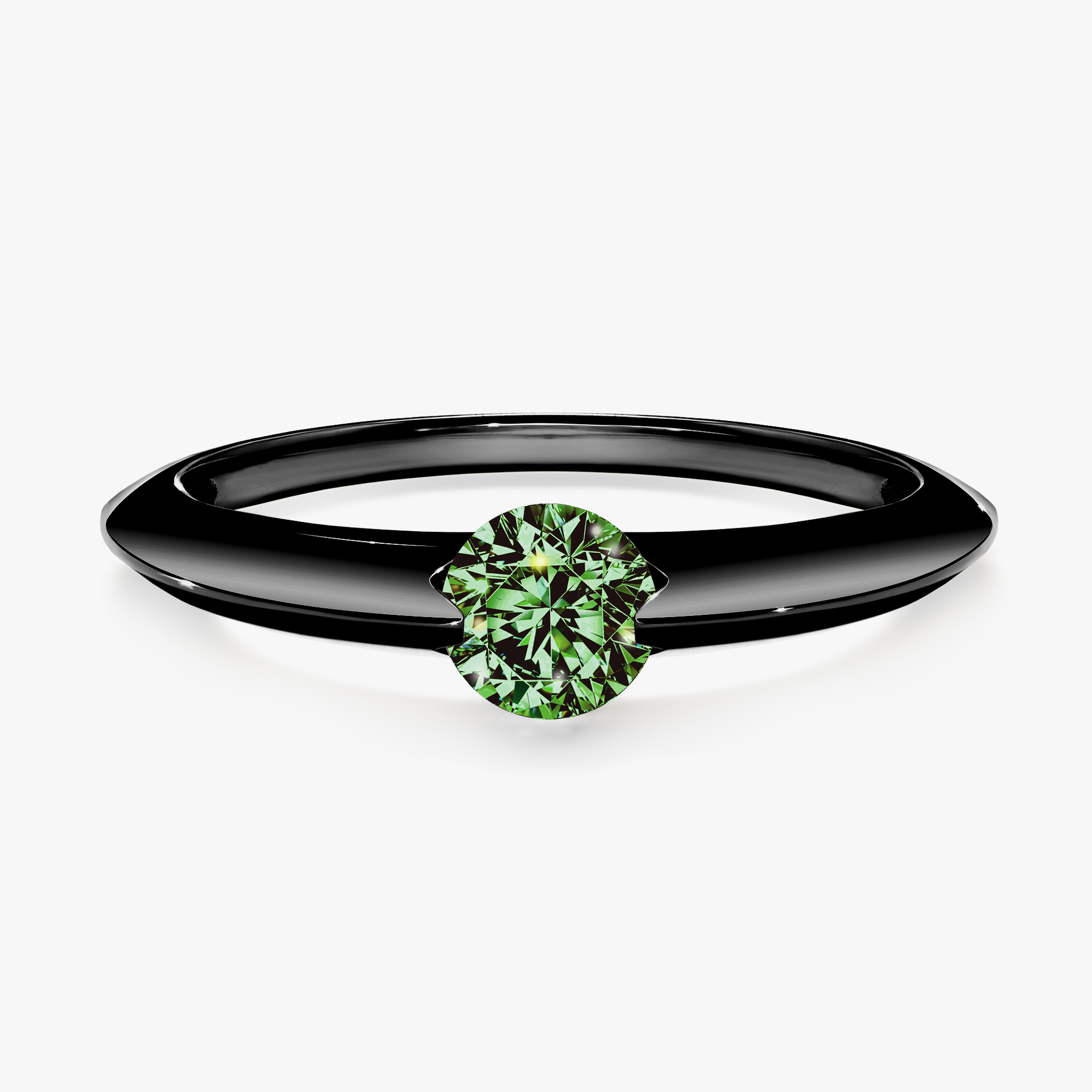 Pierścionek zaręczynowy My Baby z czarnego złota z ciemnym zielonym diamentem 1,00ct