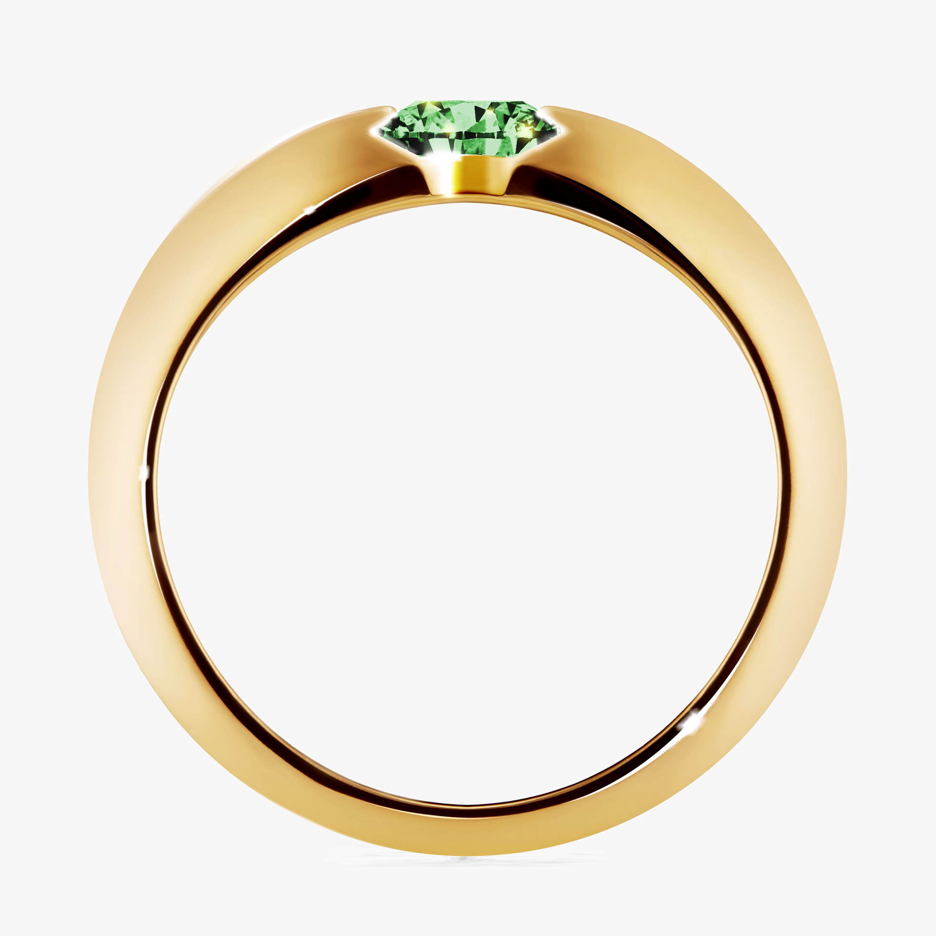 Pierścionek zaręczynowy My Baby z żółtego złota z ciemnym zielonym diamentem 1,00ct