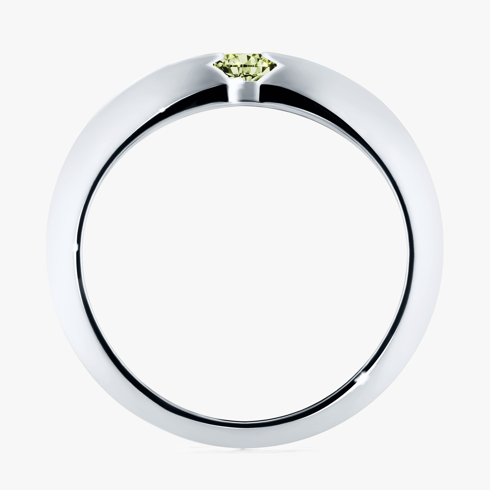Pierścionek zaręczynowy My Baby z białego złota z jasnym zielonym diamentem 0,25ct