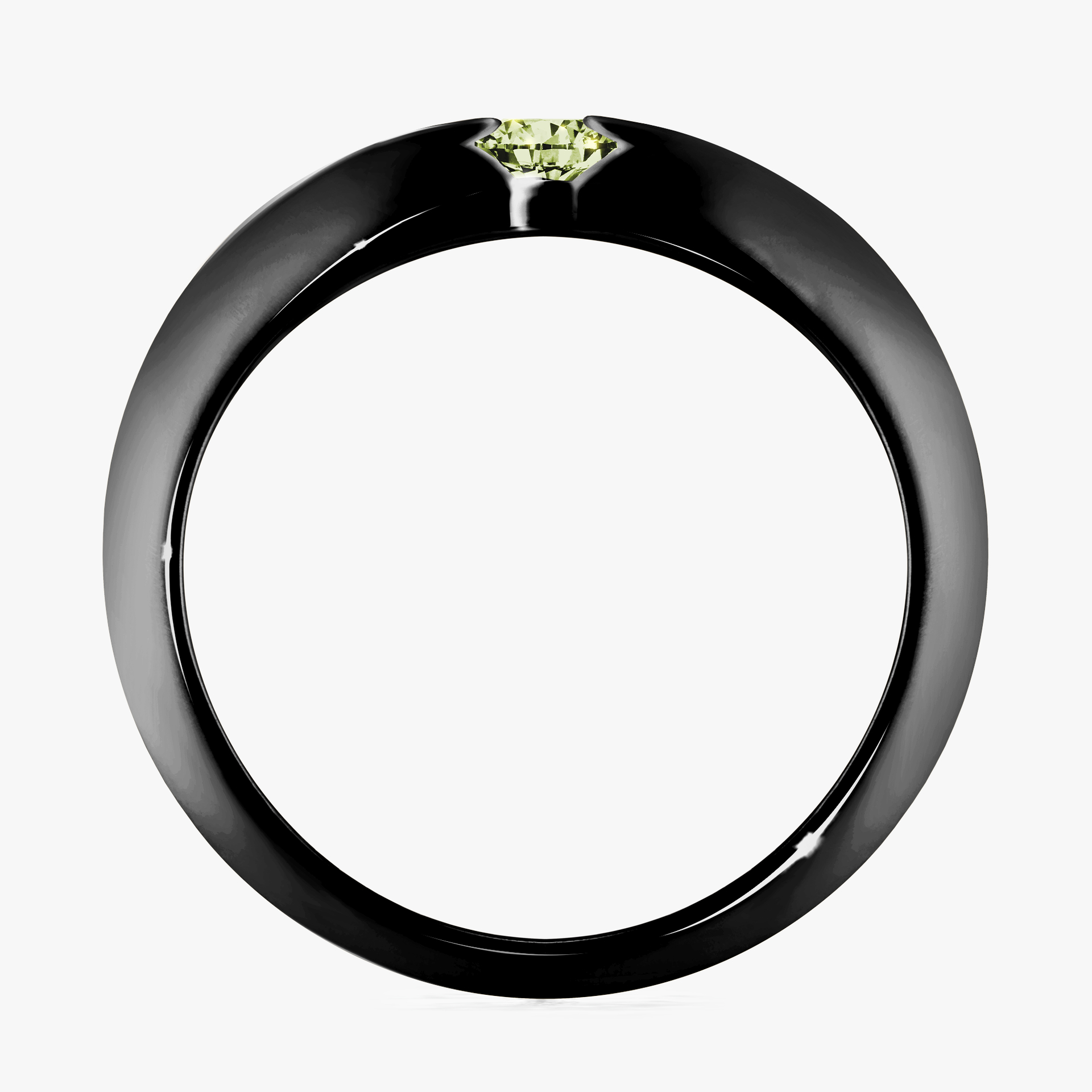 Pierścionek zaręczynowy My Baby z czarnego złota z jasnym zielonym diamentem 0,25ct