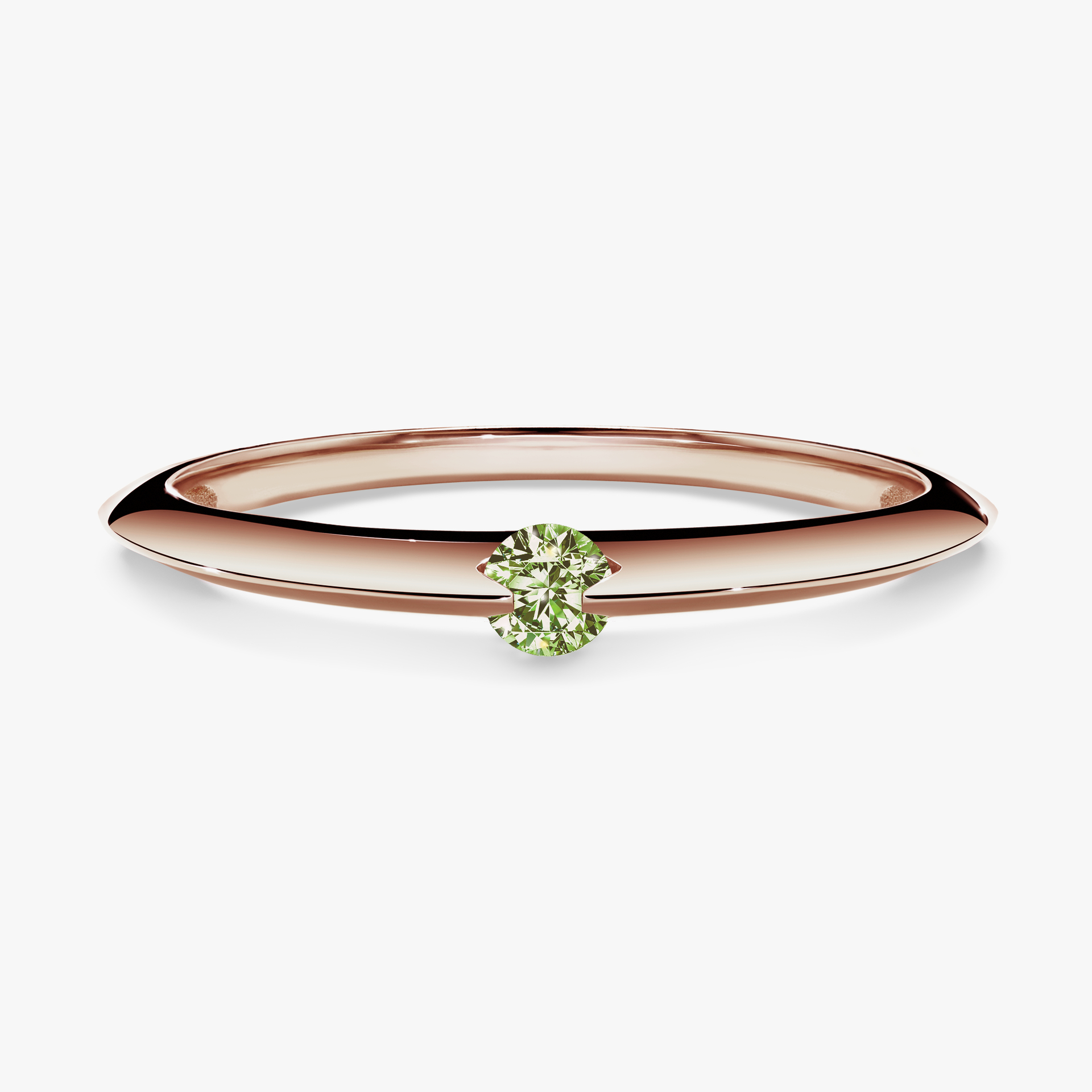 Pierścionek zaręczynowy My Baby z różowego złota z jasnym zielonym diamentem 0,25ct