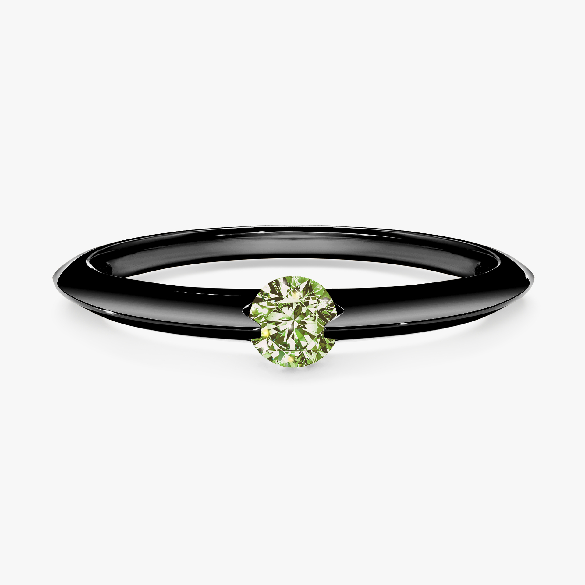 Pierścionek zaręczynowy My Baby z czarnego złota z jasnym zielonym diamentem 0,50ct