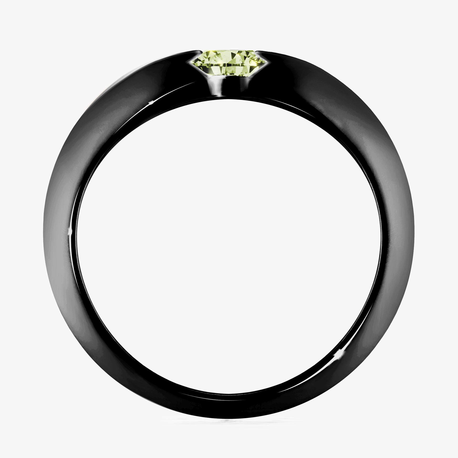 Pierścionek zaręczynowy My Baby z czarnego złota z jasnym zielonym diamentem 0,50ct