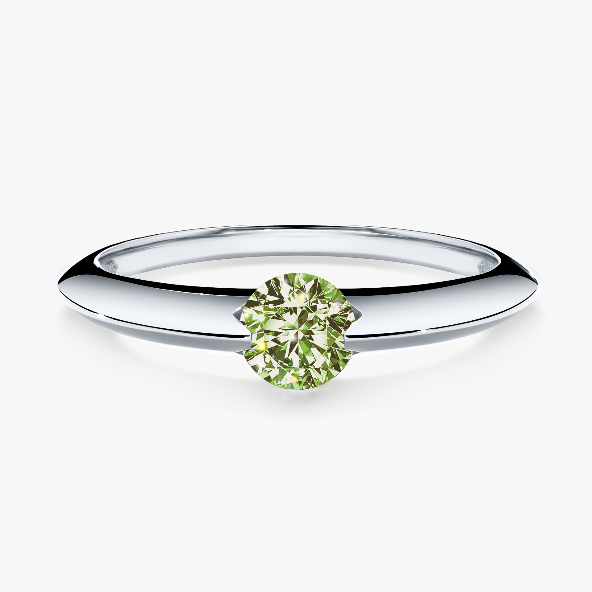 Pierścionek zaręczynowy My Baby z białego złota z jasnym zielonym diamentem 1,00ct
