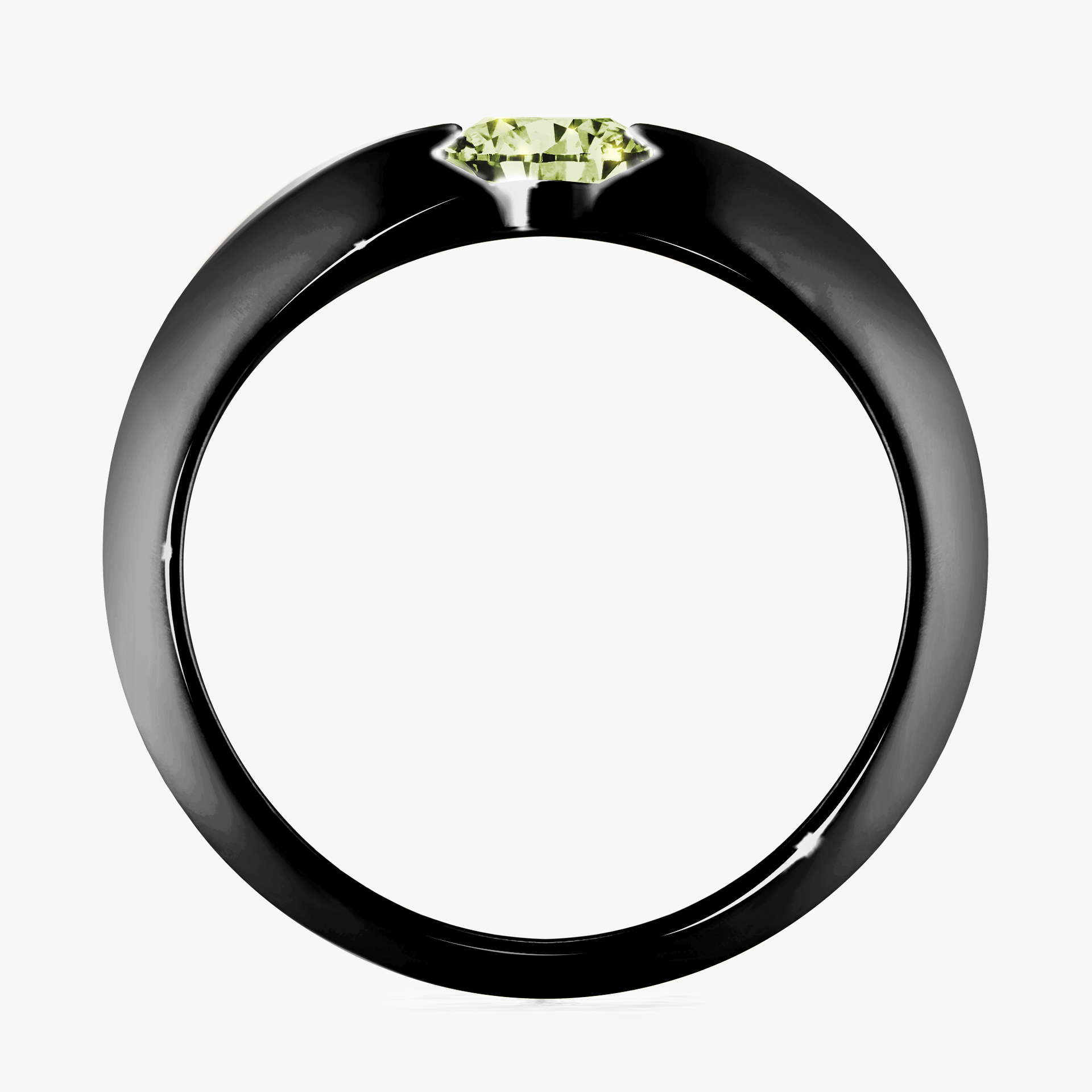 Pierścionek zaręczynowy My Baby z czarnego złota z jasnym zielonym diamentem 1,00ct