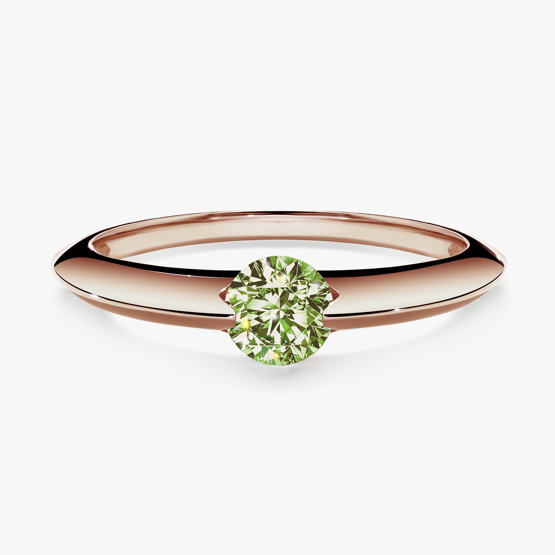 Pierścionek zaręczynowy My Baby z różowego złota z jasnym zielonym diamentem 1,00ct