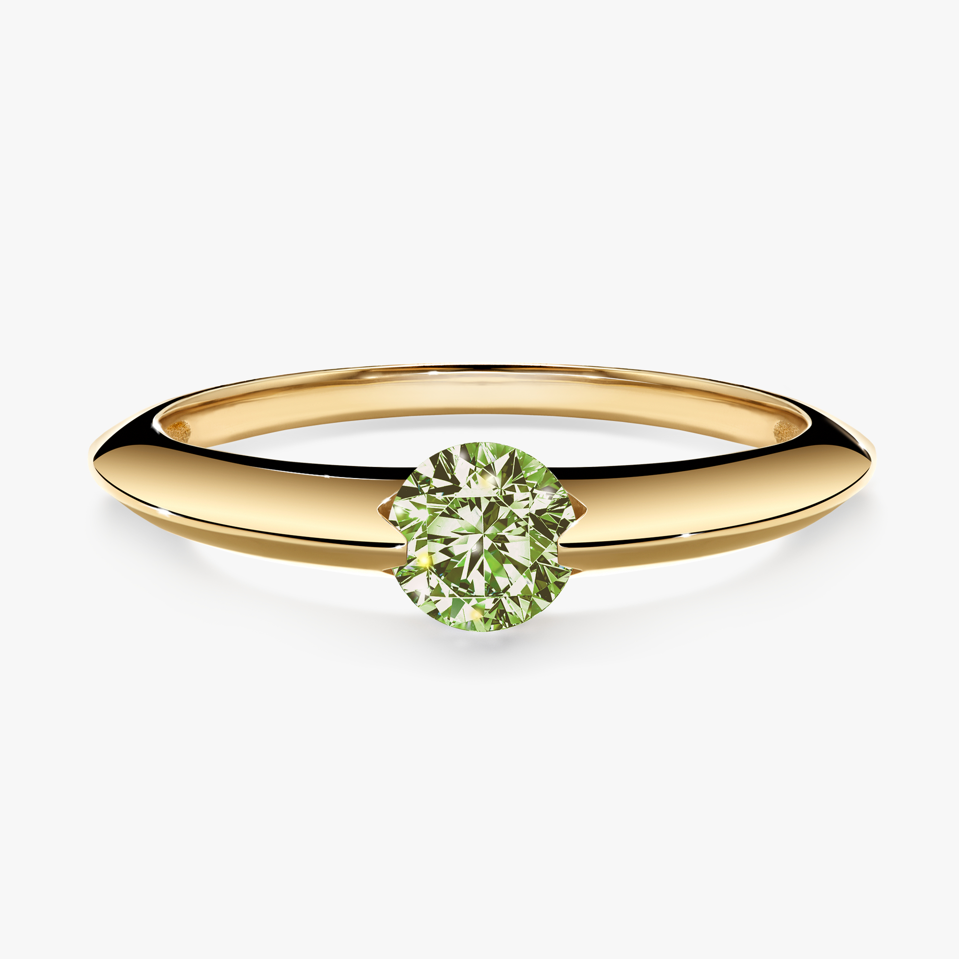 Pierścionek zaręczynowy My Baby z żółtego złota z jasnym zielonym diamentem 1,00ct