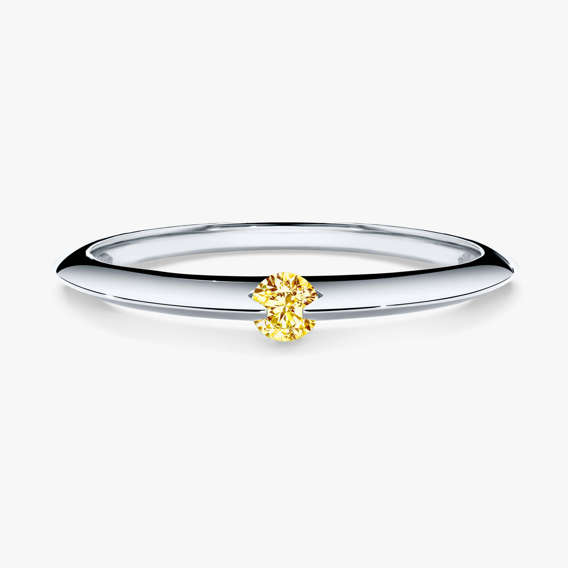 Pierścionek zaręczynowy My Baby z białego złota z żółtym diamentem 0,25ct
