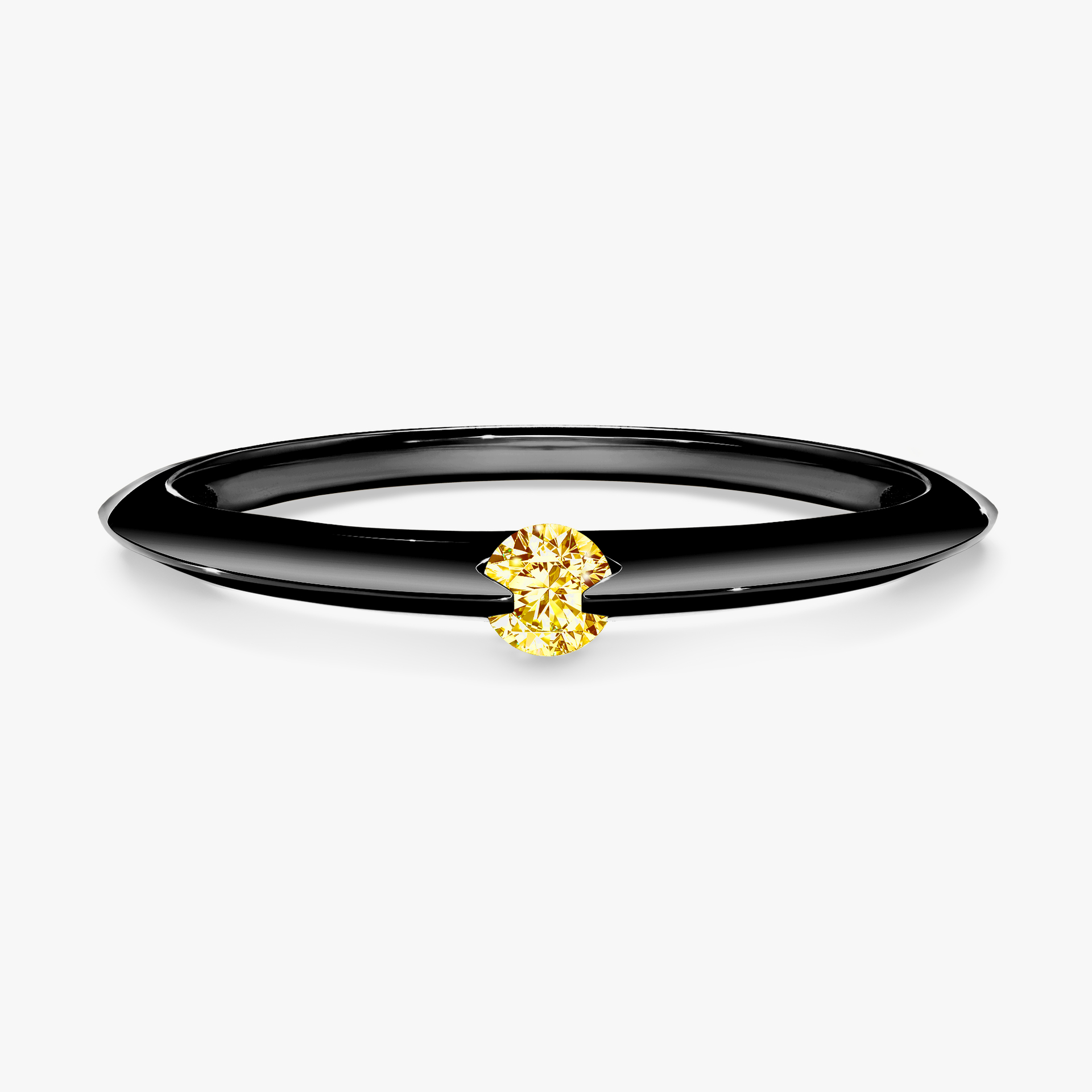 Pierścionek zaręczynowy My Baby z czarnego złota z żółtym diamentem 0,25ct