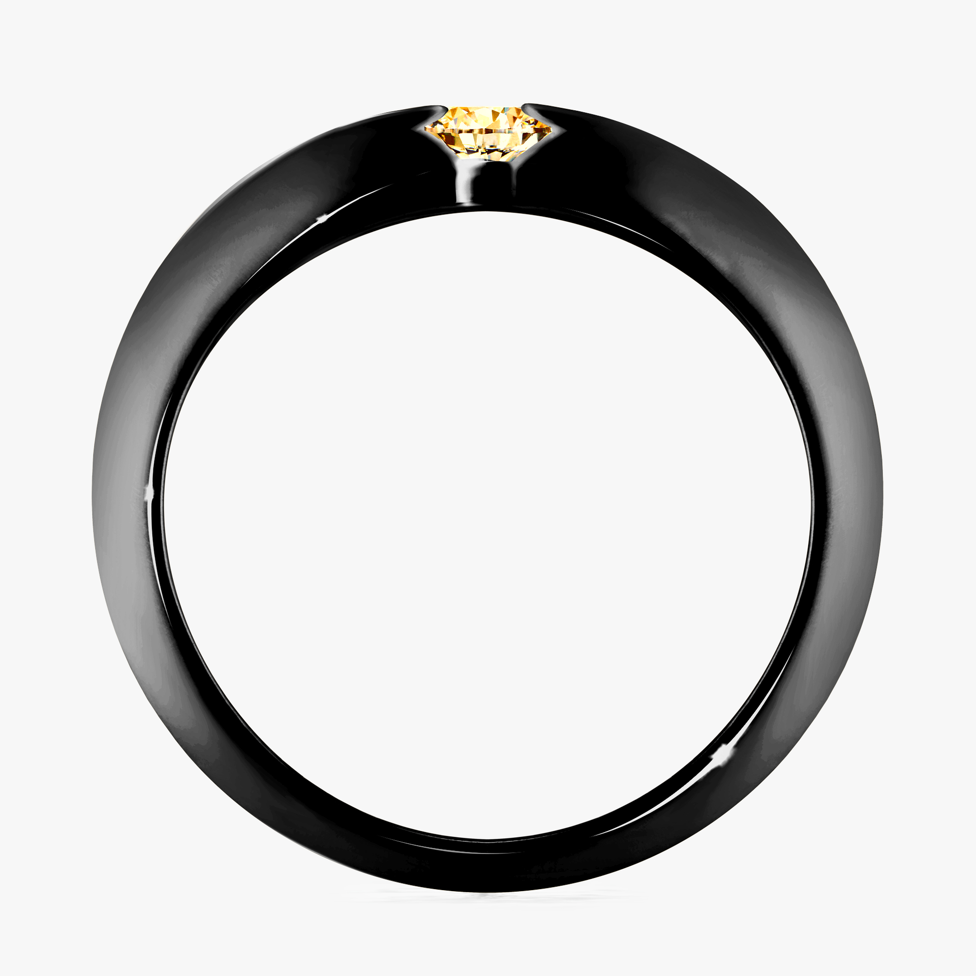 Pierścionek zaręczynowy My Baby z czarnego złota z żółtym diamentem 0,25ct
