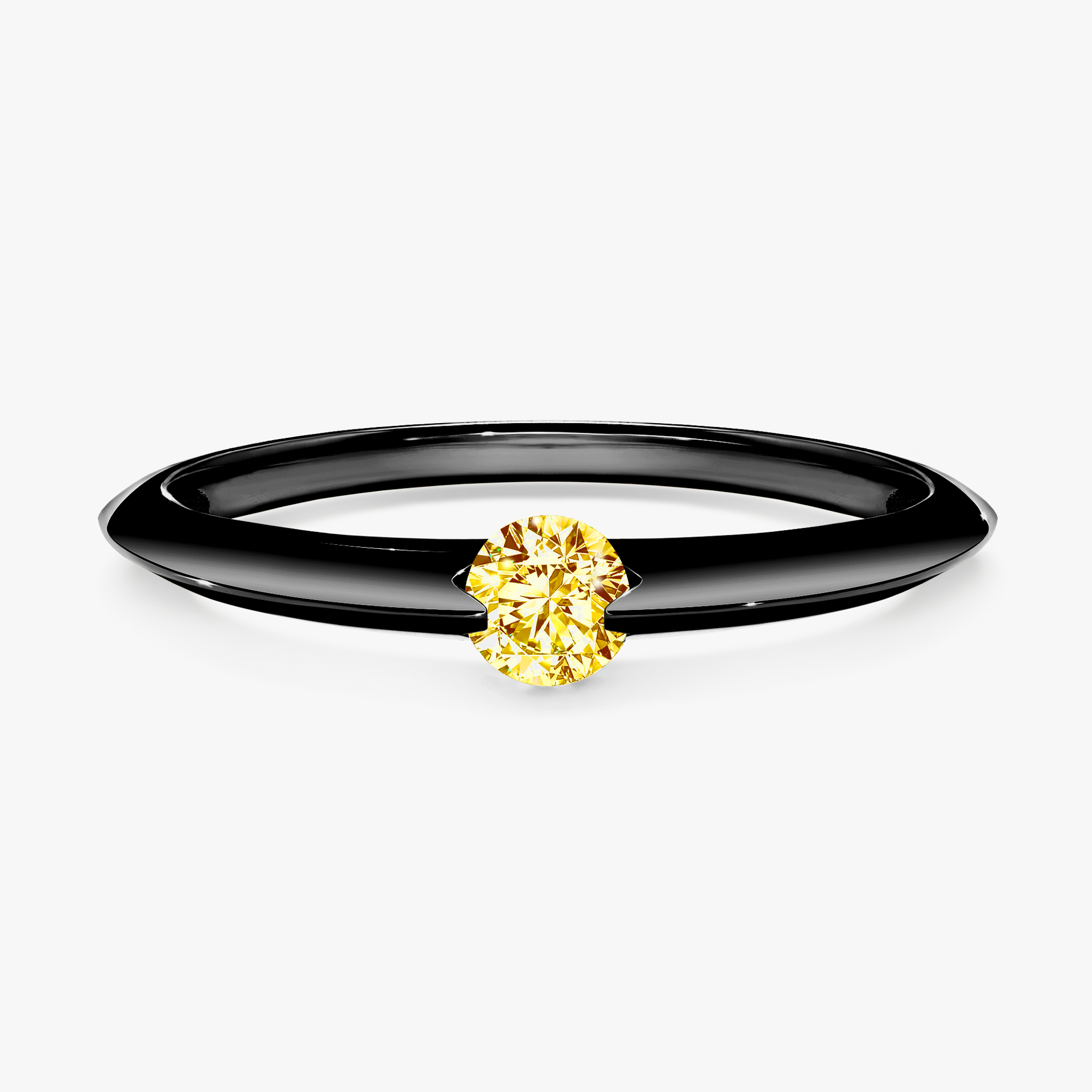 Pierścionek zaręczynowy My Baby z czarnego złota z żółtym diamentem 0,50ct