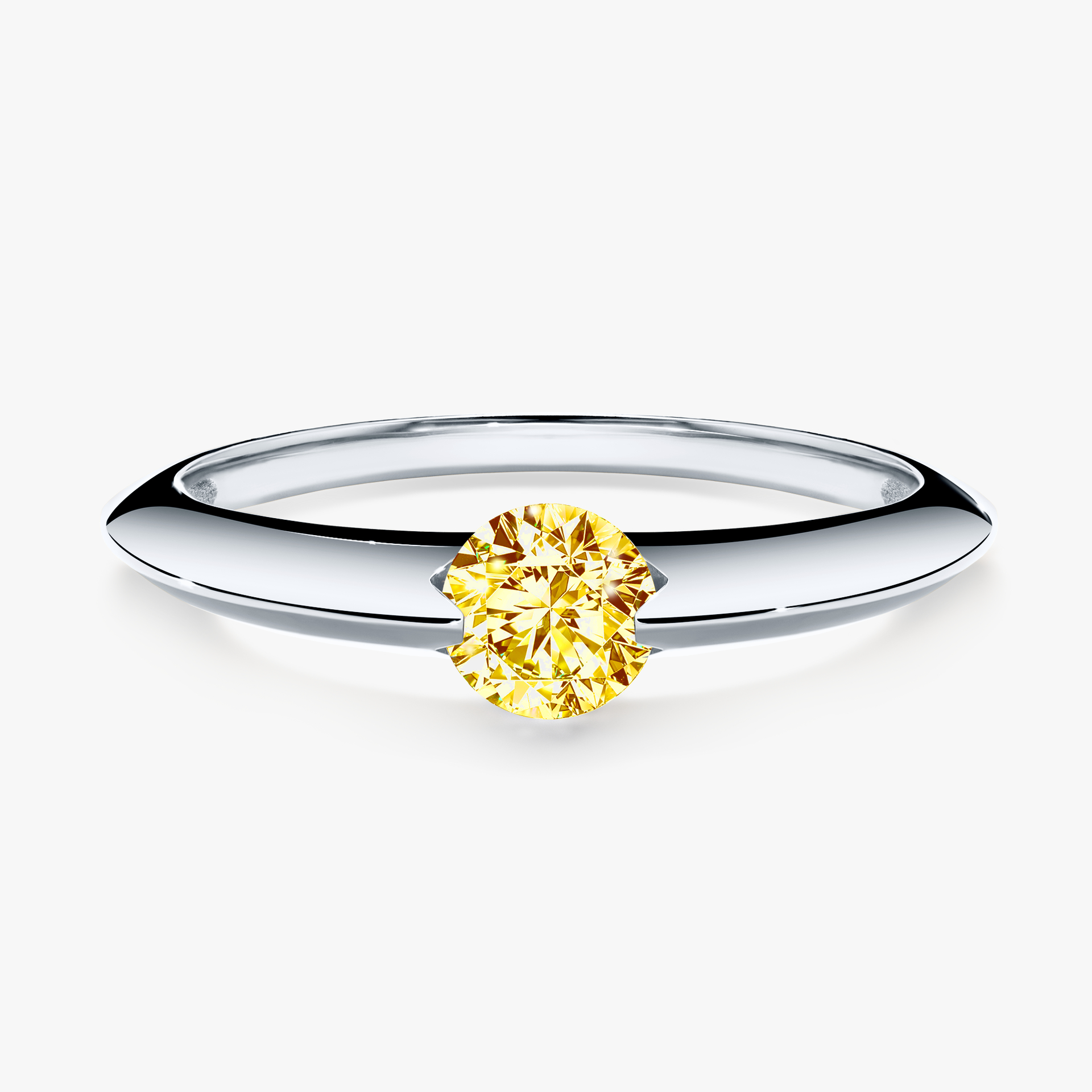 Pierścionek zaręczynowy My Baby z białego złota z żółtym diamentem 1,00ct