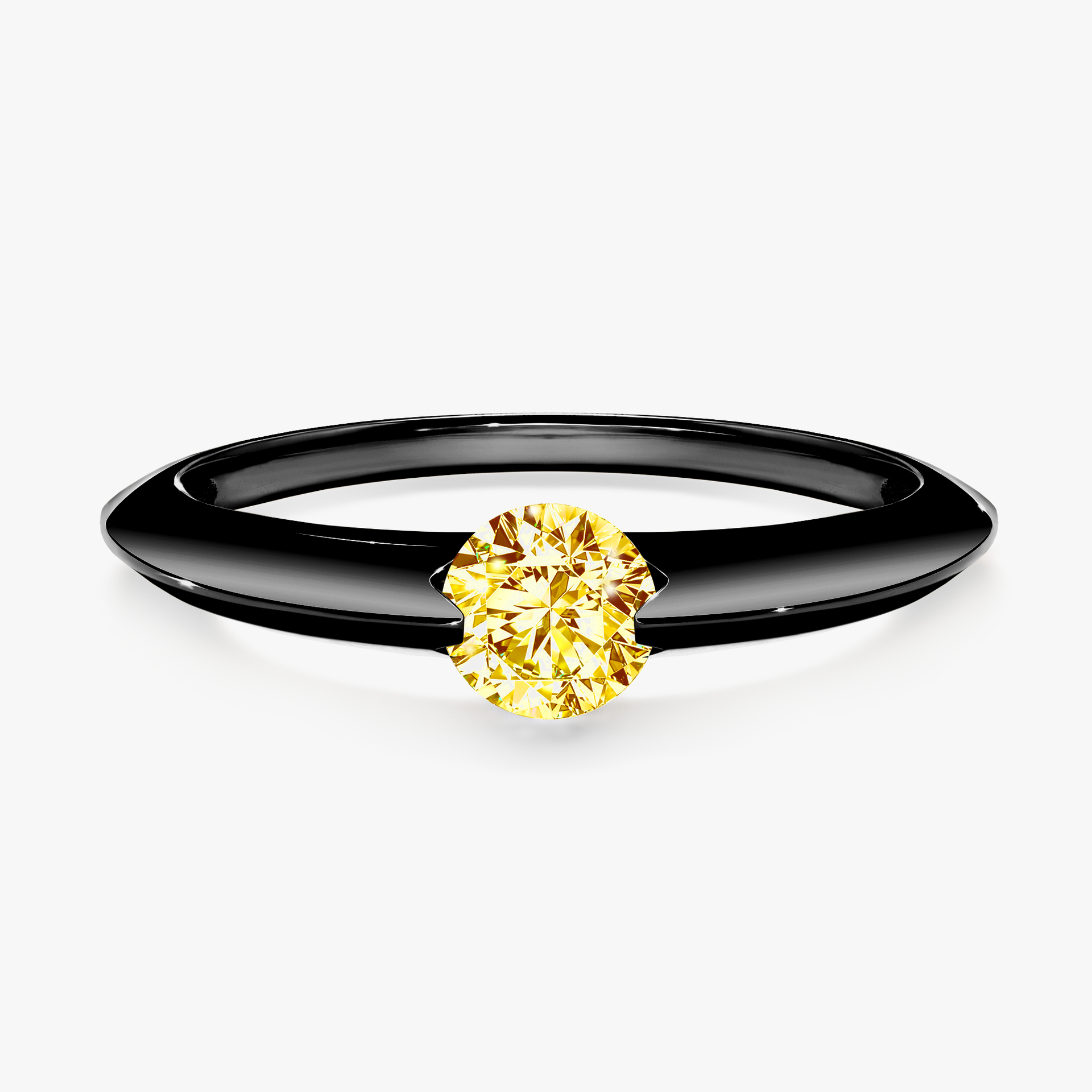 Pierścionek zaręczynowy My Baby z czarnego złota z żółtym diamentem 1,00ct