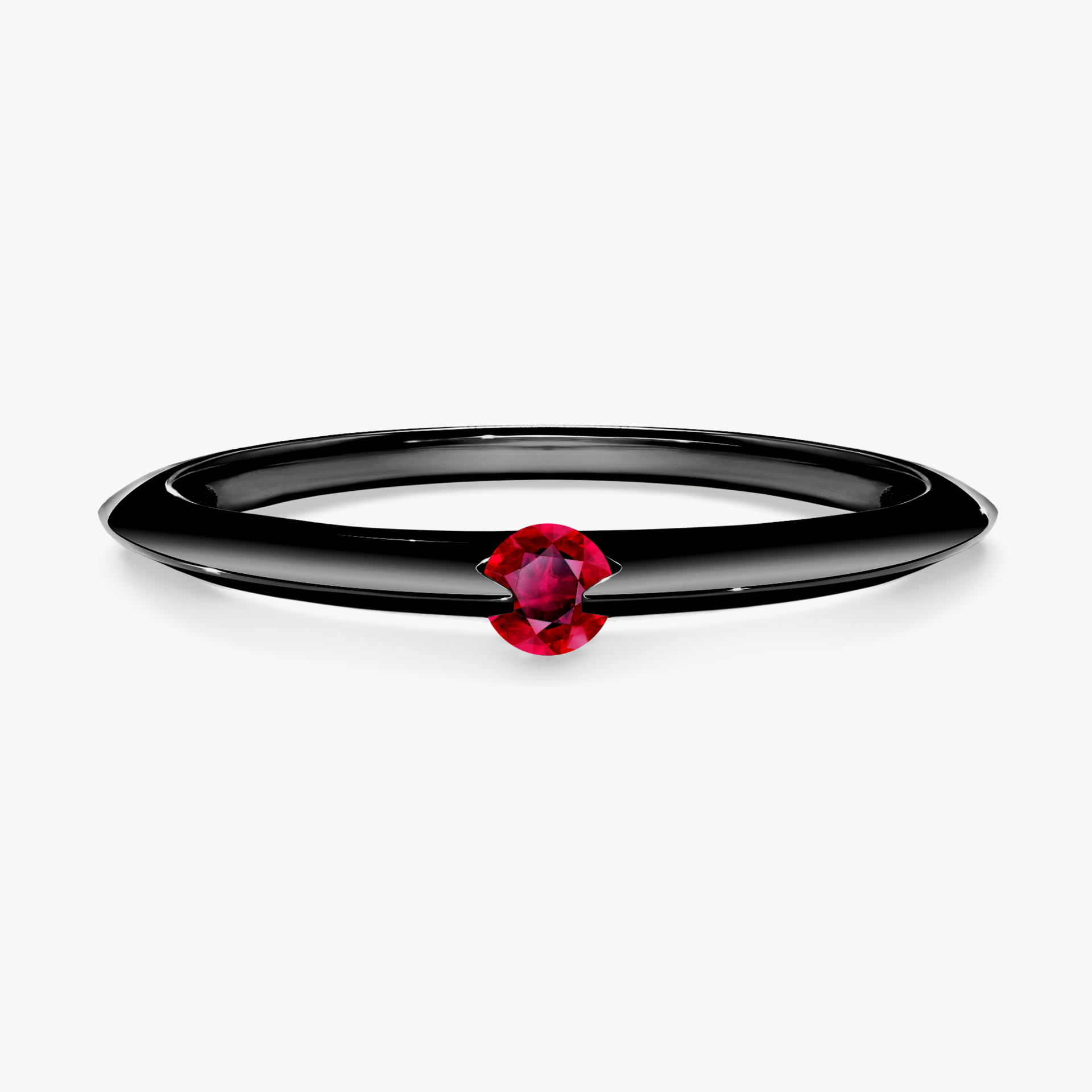 Pierścionek zaręczynowy My Baby z czarnego złota z rubinem 0,25ct