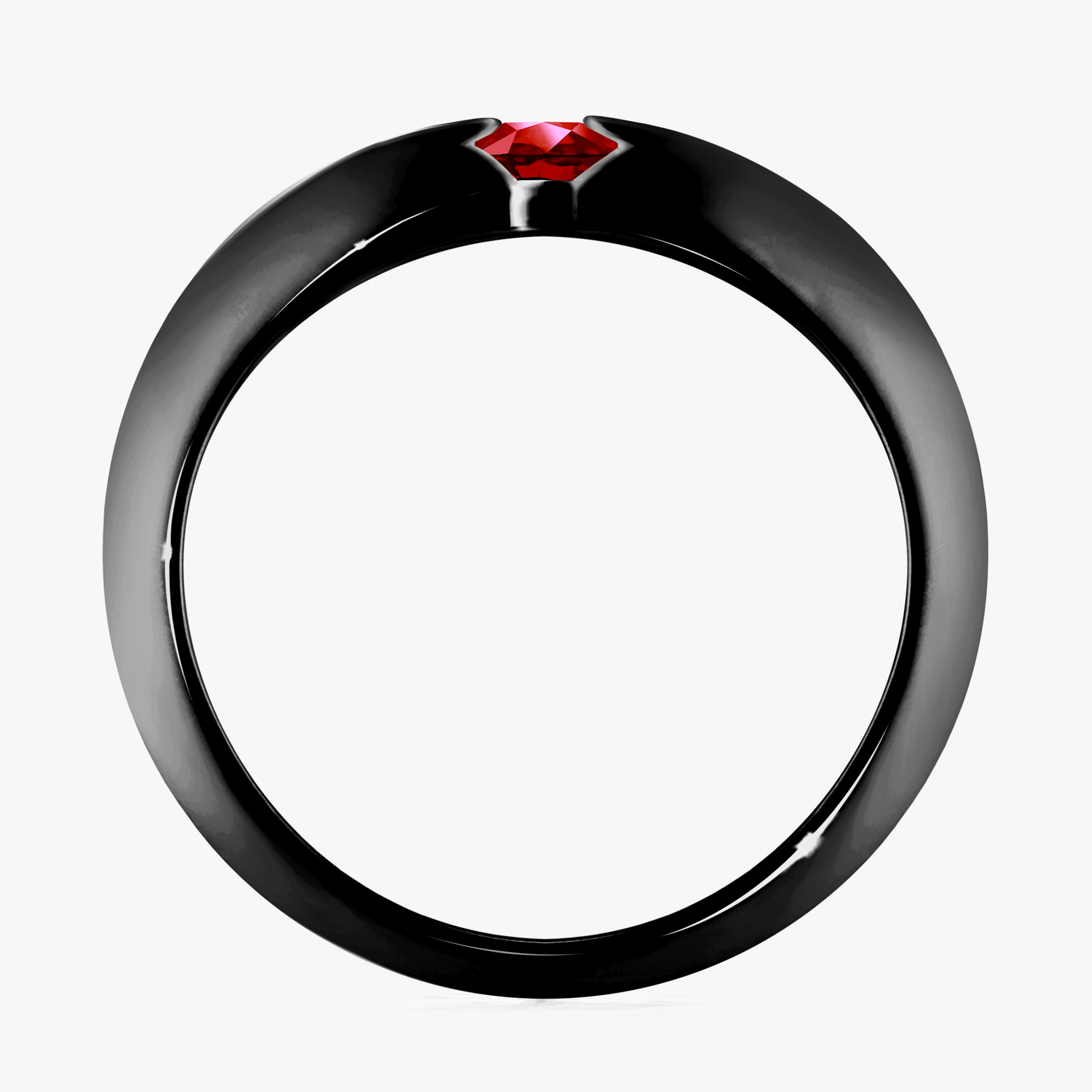 Pierścionek zaręczynowy My Baby z czarnego złota z rubinem 0,25ct
