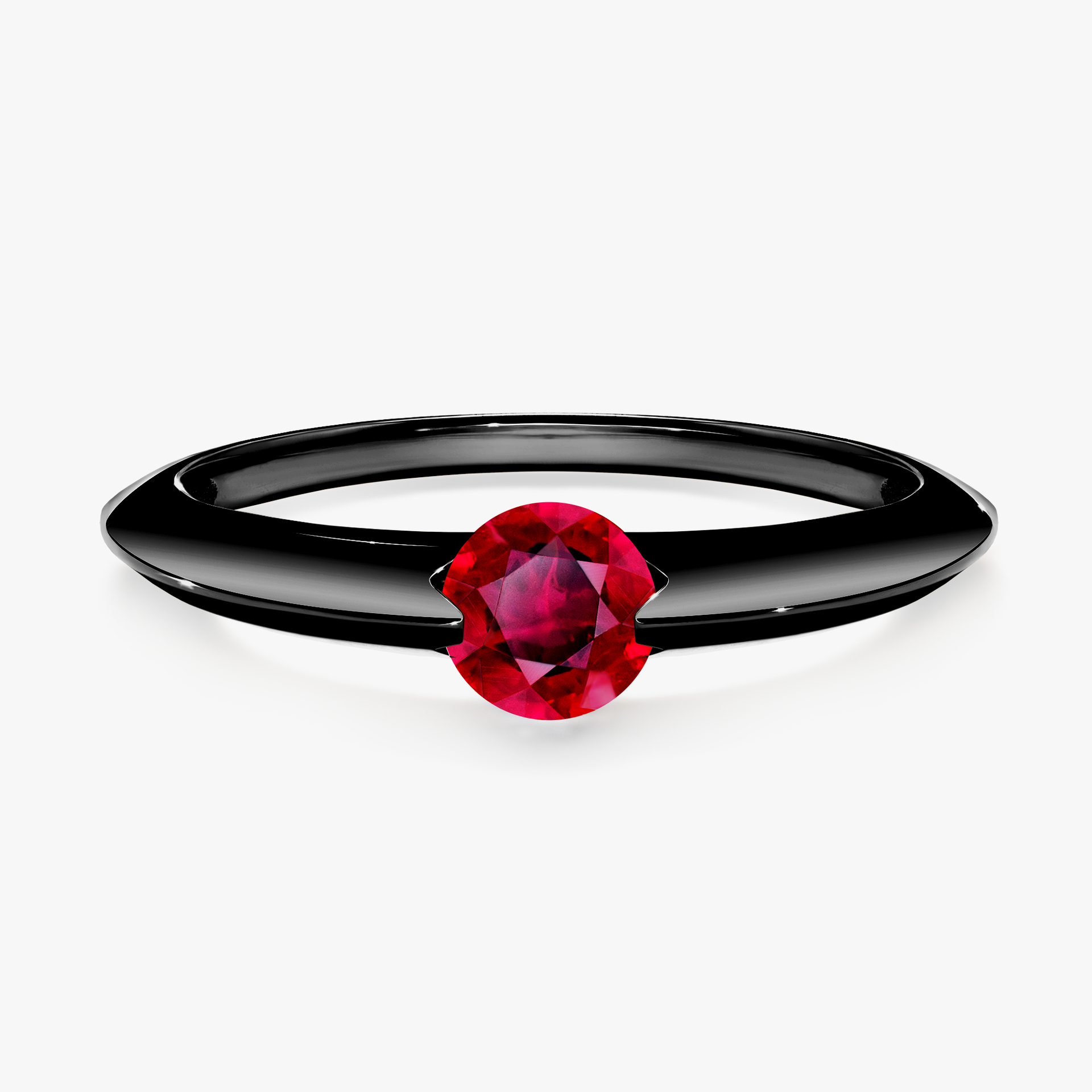 Pierścionek zaręczynowy My Baby z czarnego złota z rubinem 1,00ct