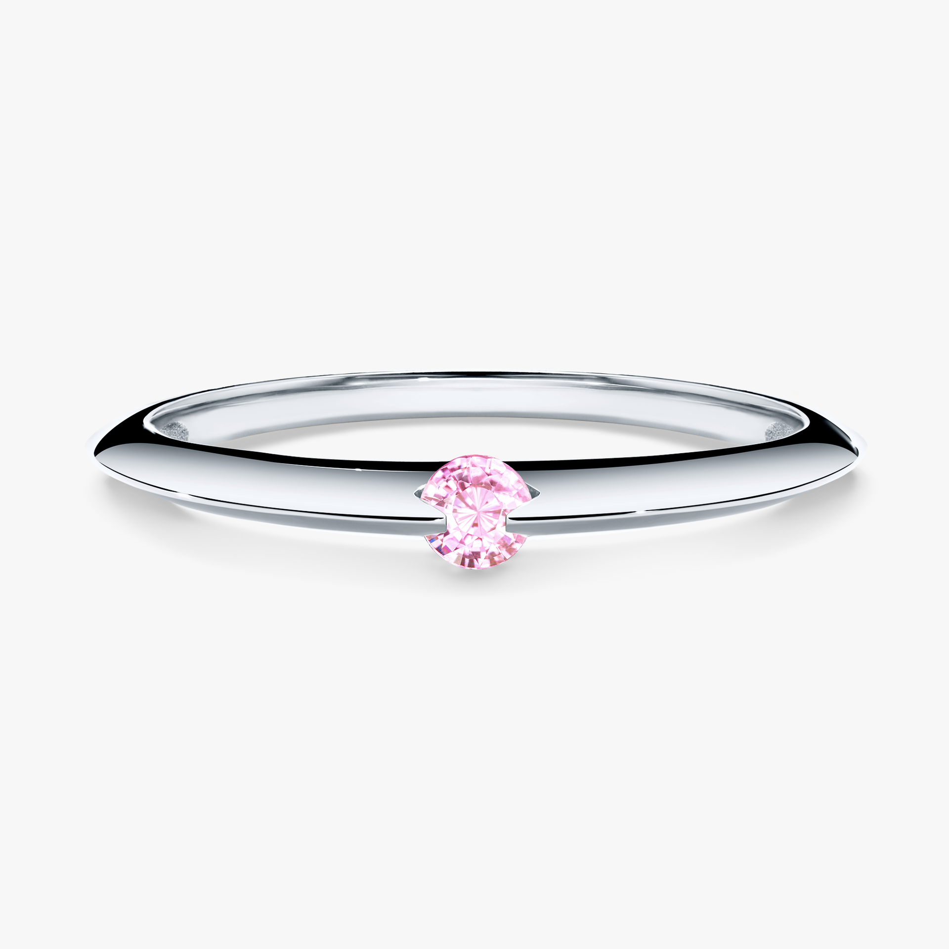 Pierścionek zaręczynowy My Baby z białego złota z szafirem różowym 0,25ct