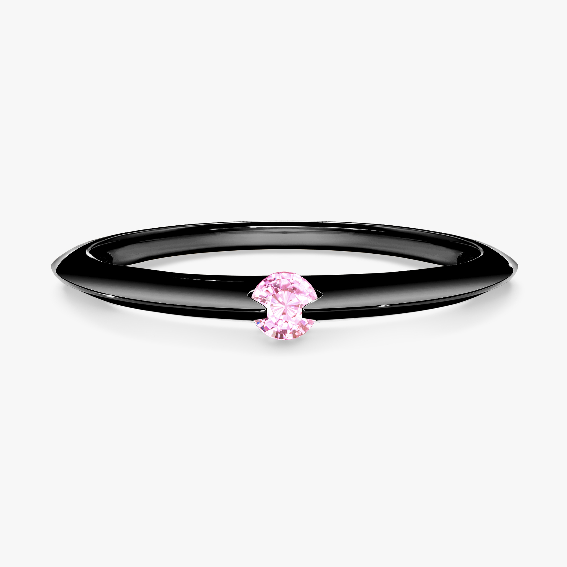 Pierścionek zaręczynowy My Baby z czarnego złota z szafirem różowym 0,25ct