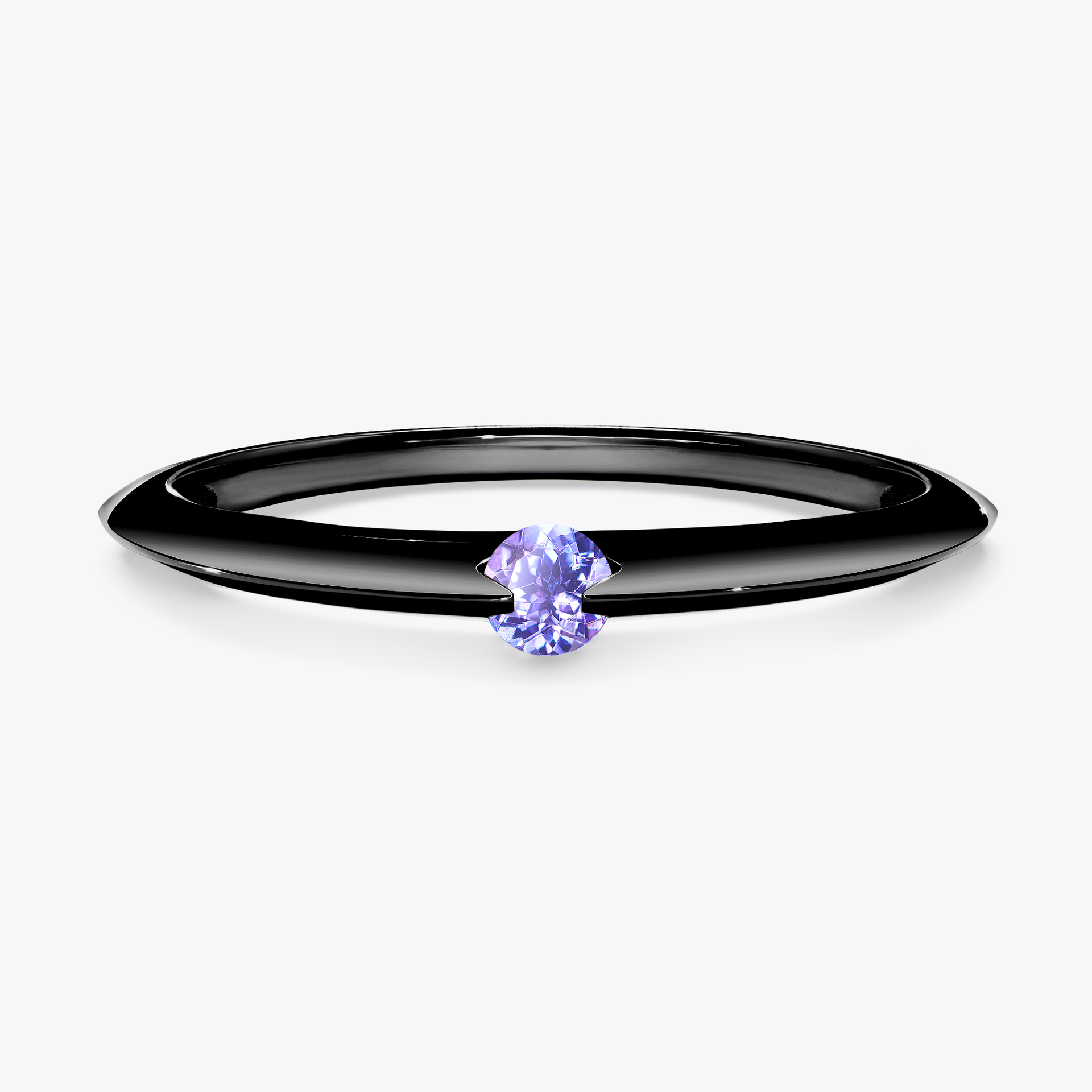 Pierścionek zaręczynowy My Baby z czarnego złota z tanzanitem 0,25ct