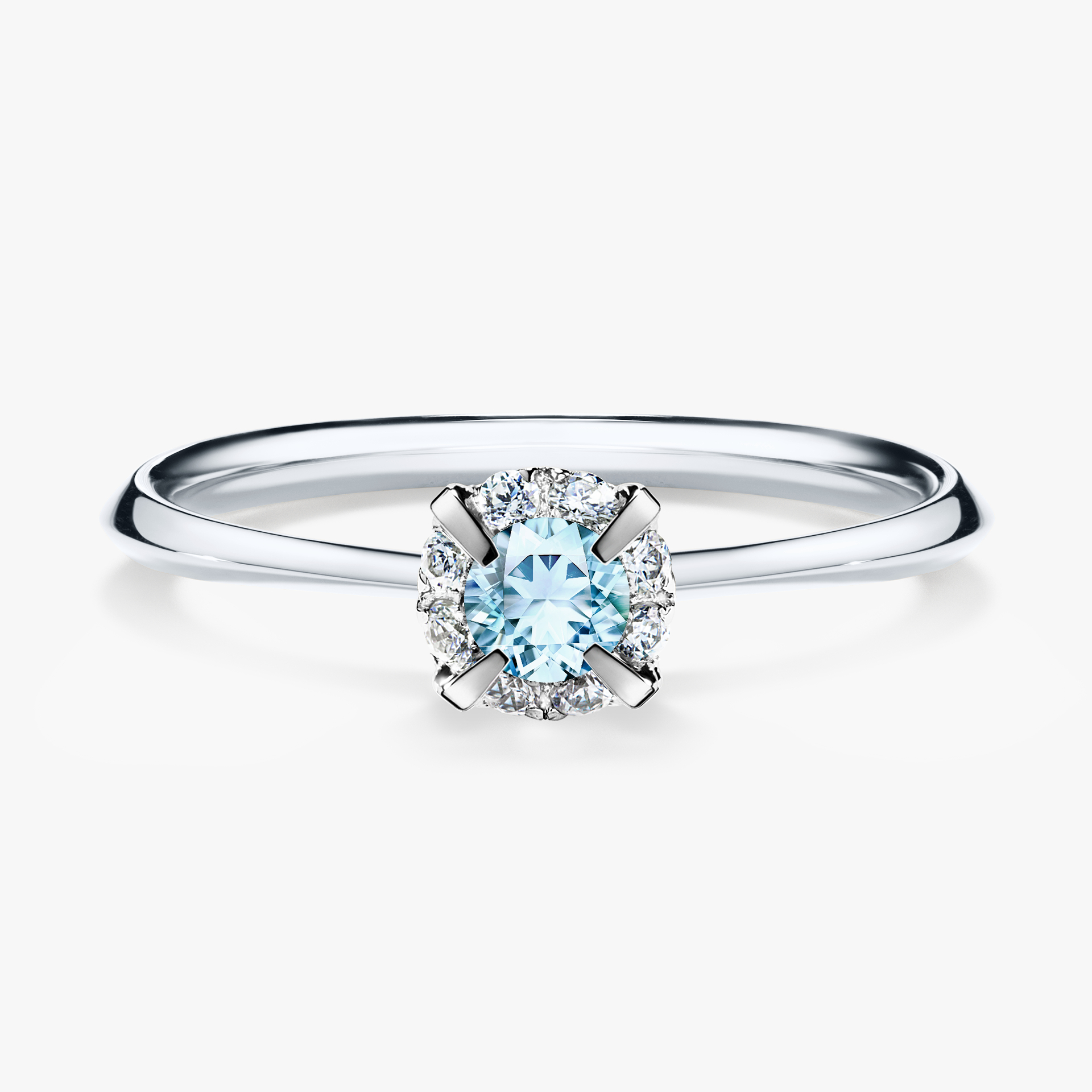 Pierścionek zaręczynowy My Beauty z białego złota z akwamarynem 0,14ct
