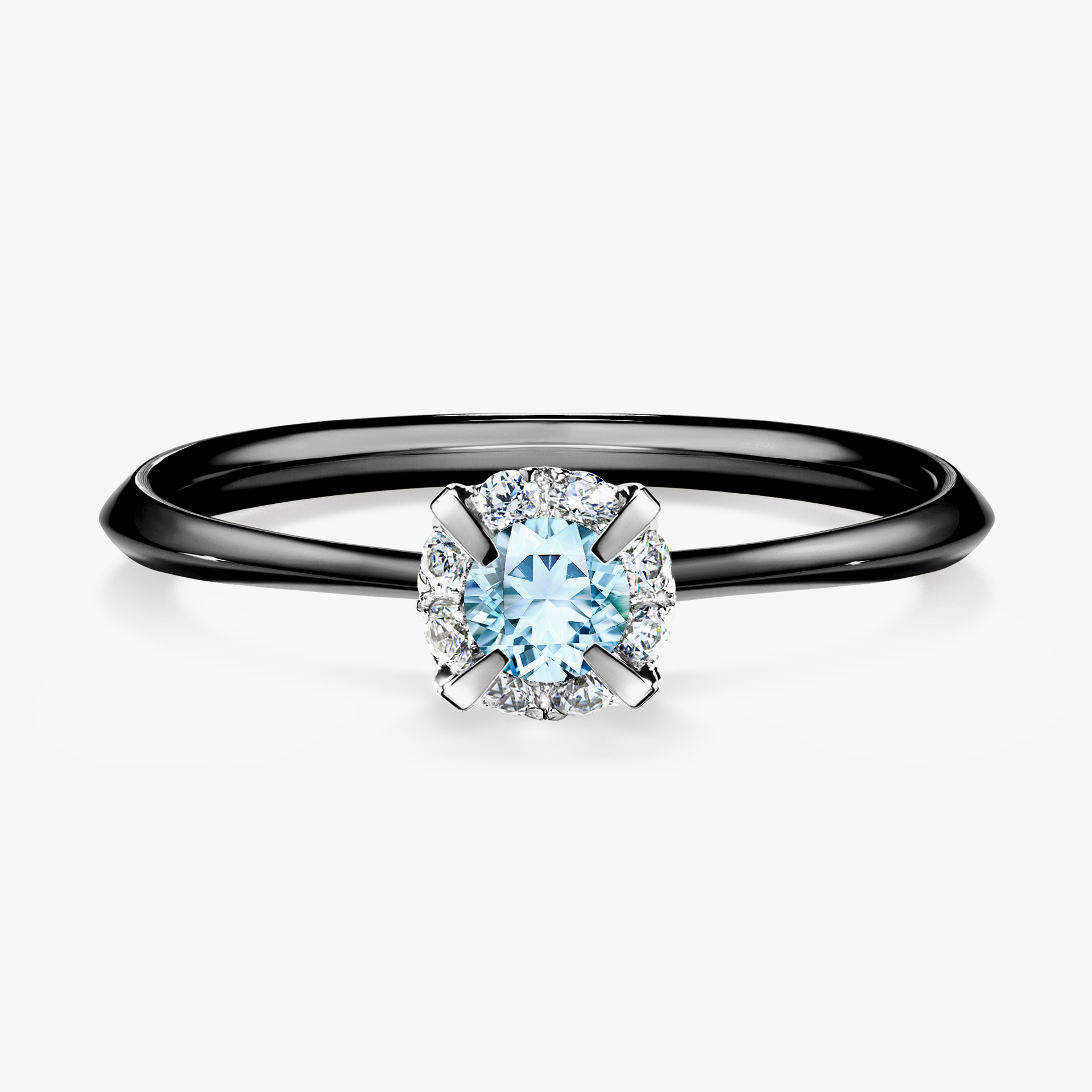 Pierścionek zaręczynowy My Beauty z czarnego złota z akwamarynem 0,14ct