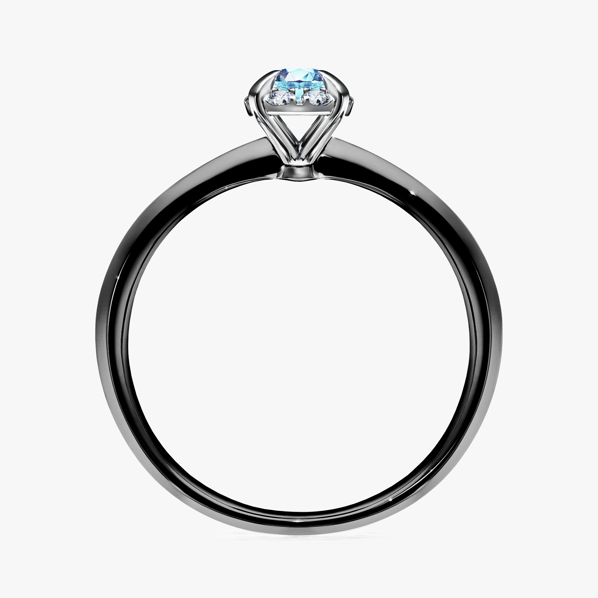Pierścionek zaręczynowy My Beauty z czarnego złota z akwamarynem 0,14ct