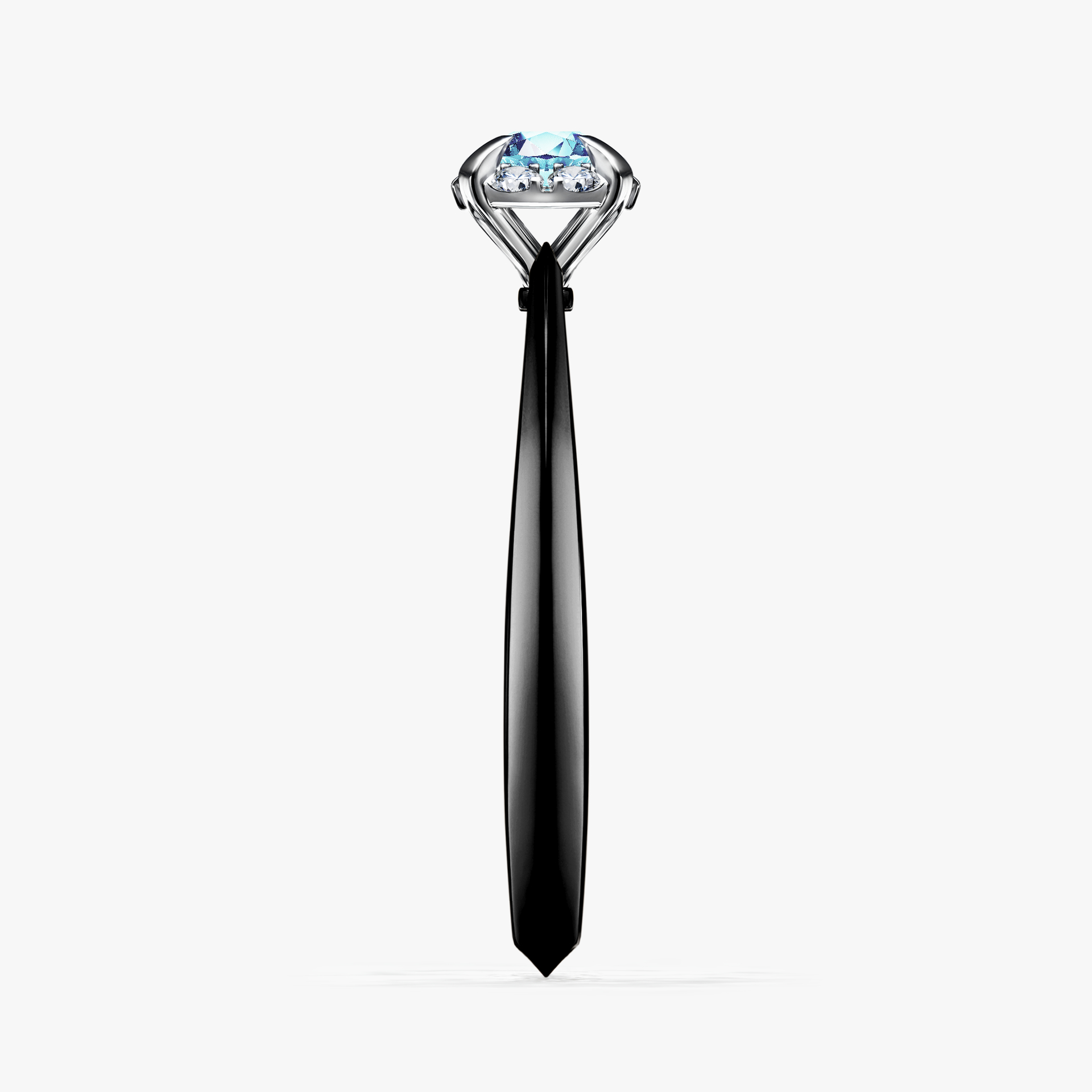 Pierścionek zaręczynowy My Beauty z czarnego złota z akwamarynem 0,14ct
