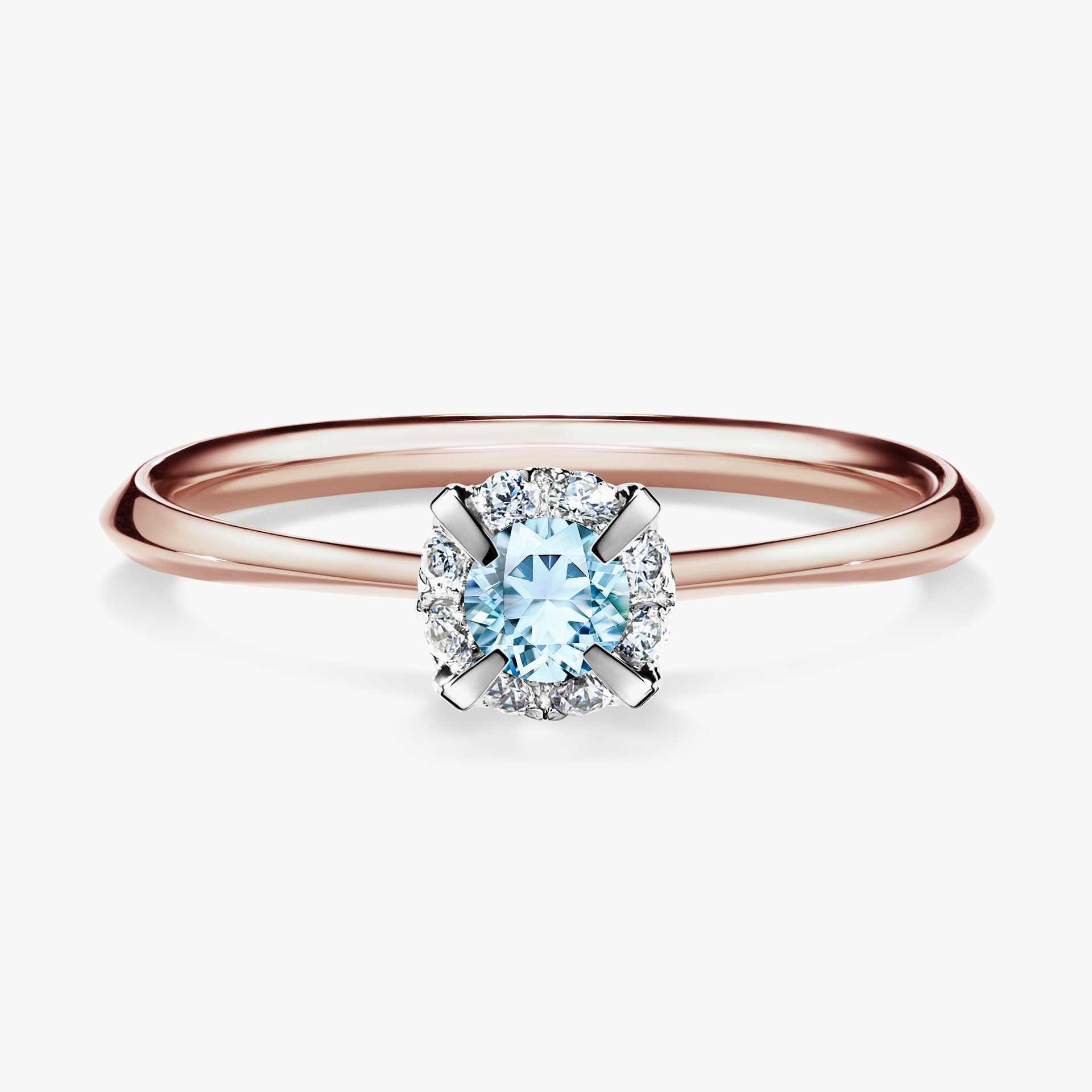 Pierścionek zaręczynowy My Beauty z różowego złota z akwamarynem 0,14ct